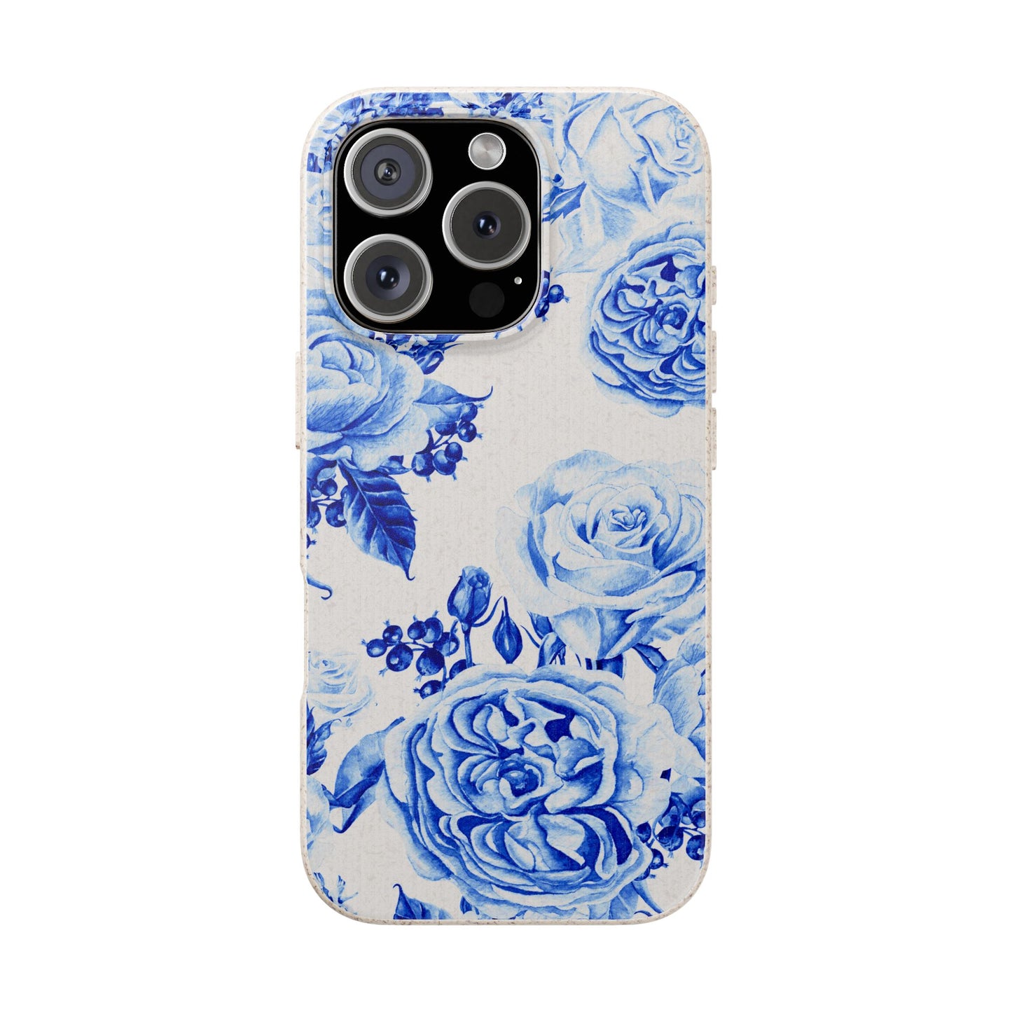 Blue Floral Biodegradable Eco-Friendly Phone Cover for Apple iPhone and Samsung Galaxy.