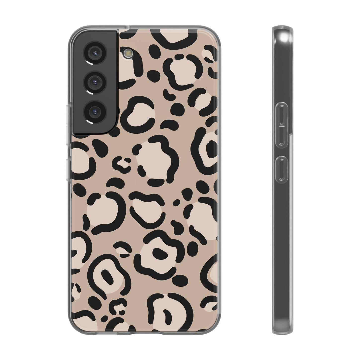 Beige Black Leopard Print Flexi Case for Apple iPhone and Samsung Galaxy.