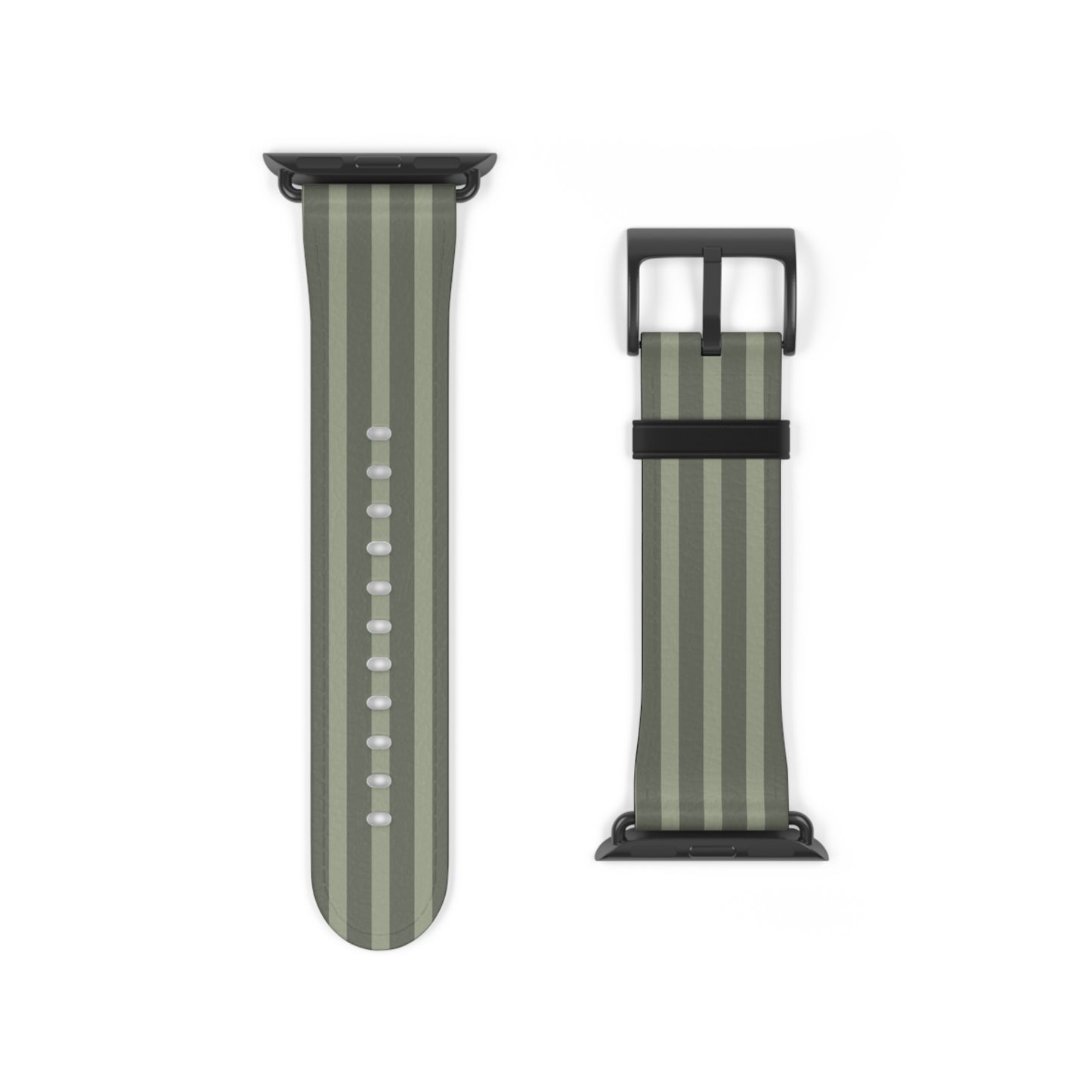 Striped Olive Green Watch Band — Durable Silicone Apple Watch Strap