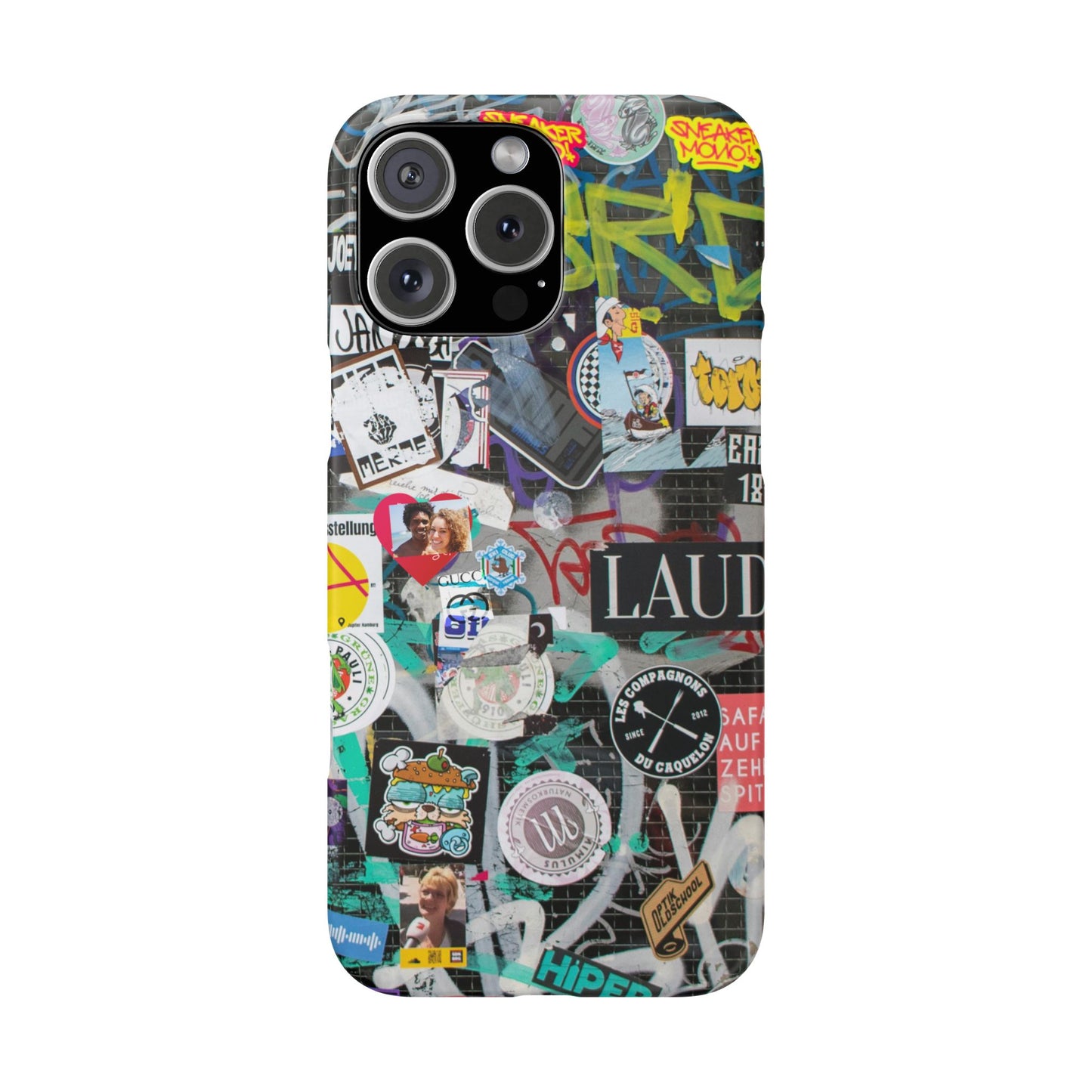 Sticker Bomb Personalised Graffiti Slim Phone Case for Apple iPhone, Samsung Galaxy and Google Pixel.