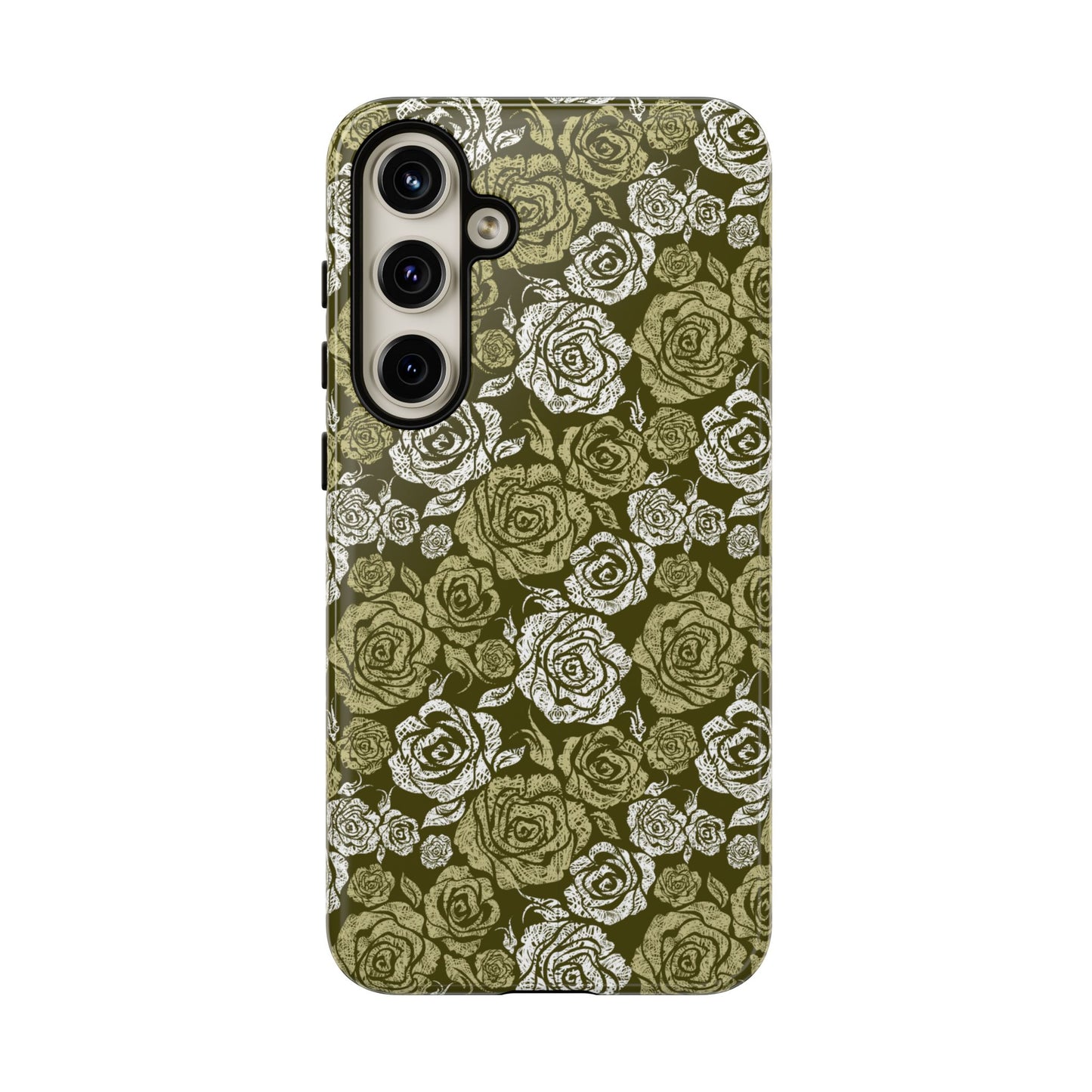 Floral Olive Rose Pattern Tough Phone Case