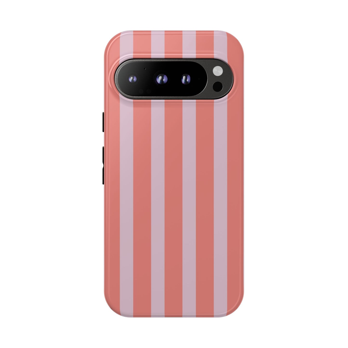 Pink Striped Tough Phone Case — Durable Protective Cover