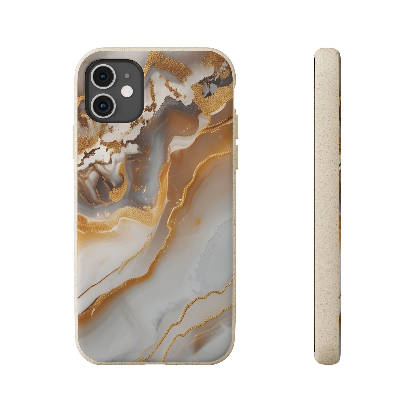 Biodegradable Marble Phone Case — Earth-Tone Agate, Eco-Friendly Phone Cover for Apple iPhone and Samsung Galaxy.