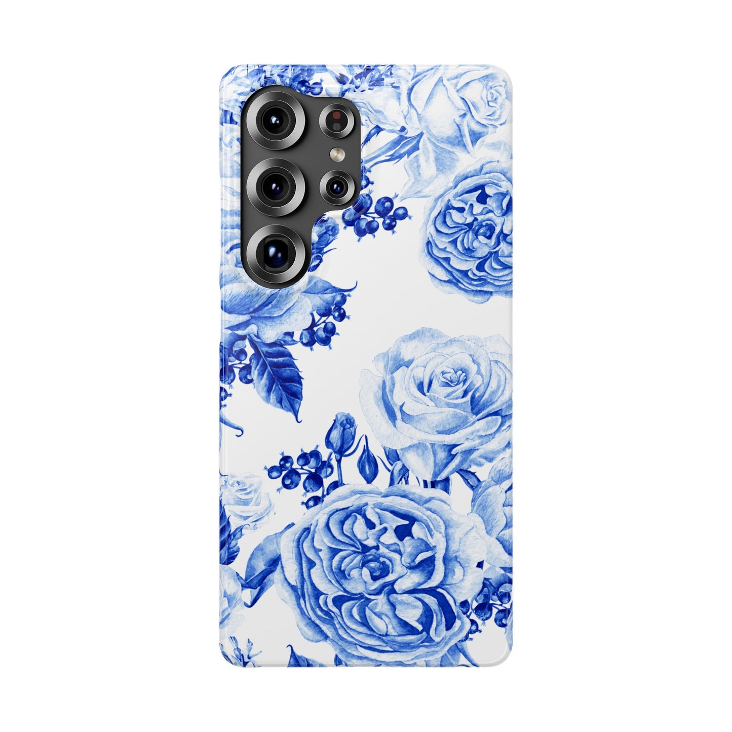 Blue Porcelain Floral Snap Phone Case — Vintage Rose Pattern
