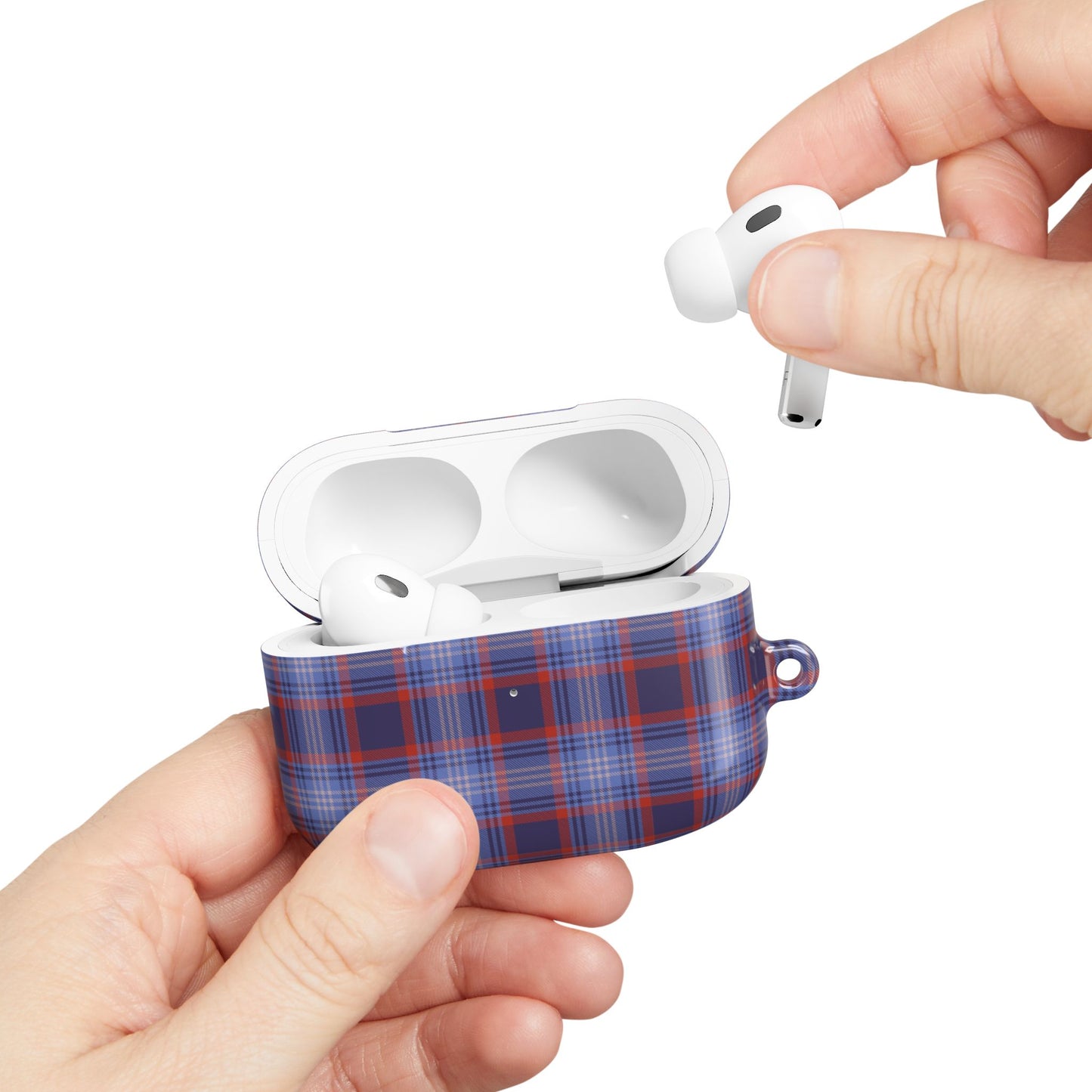 Red and Blue Tartan AirPod Case — Classic Red Blue Plaid Protective Cover