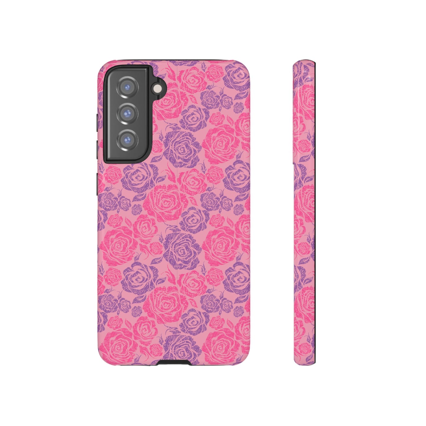 Pink & Lavender Rose Pattern Tough Phone Case