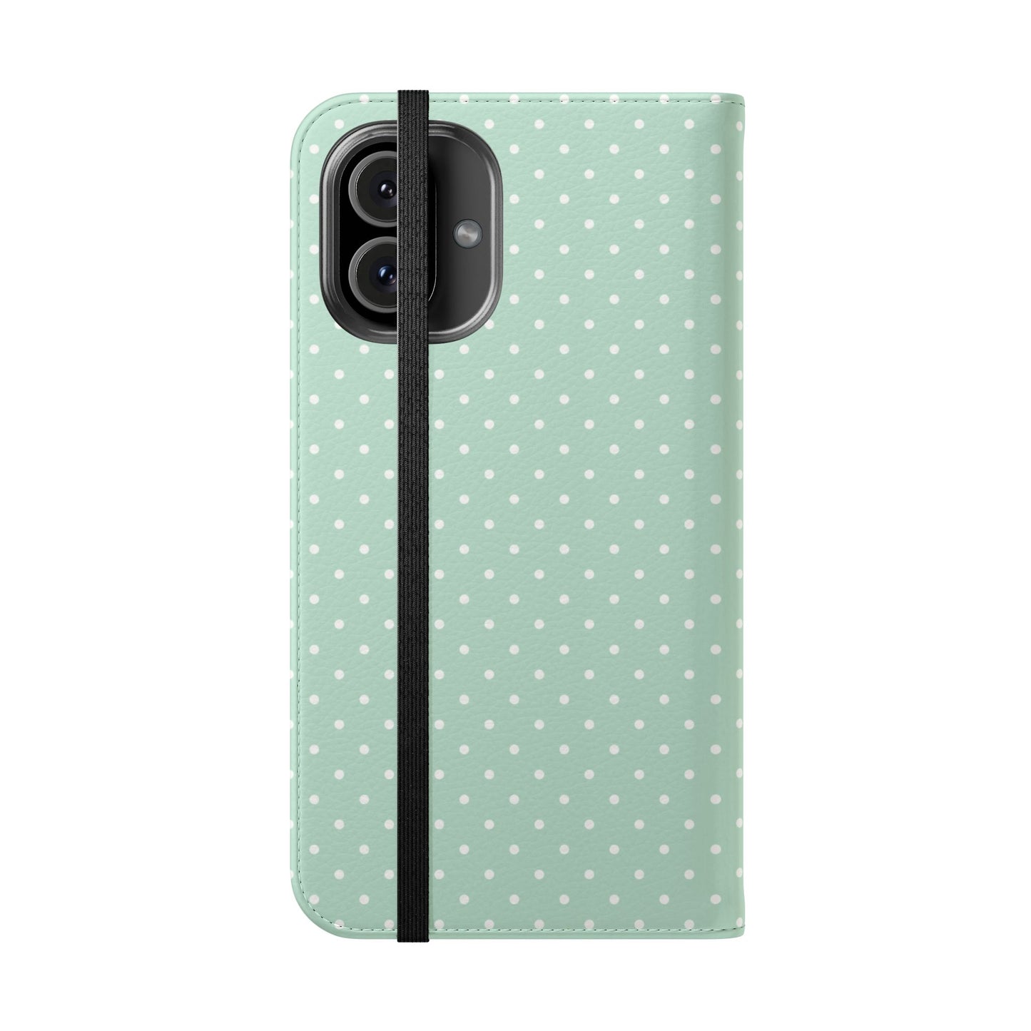 Polka Dot Flip Phone Case — Pastel Green-White Polka Dot Wallet Cover