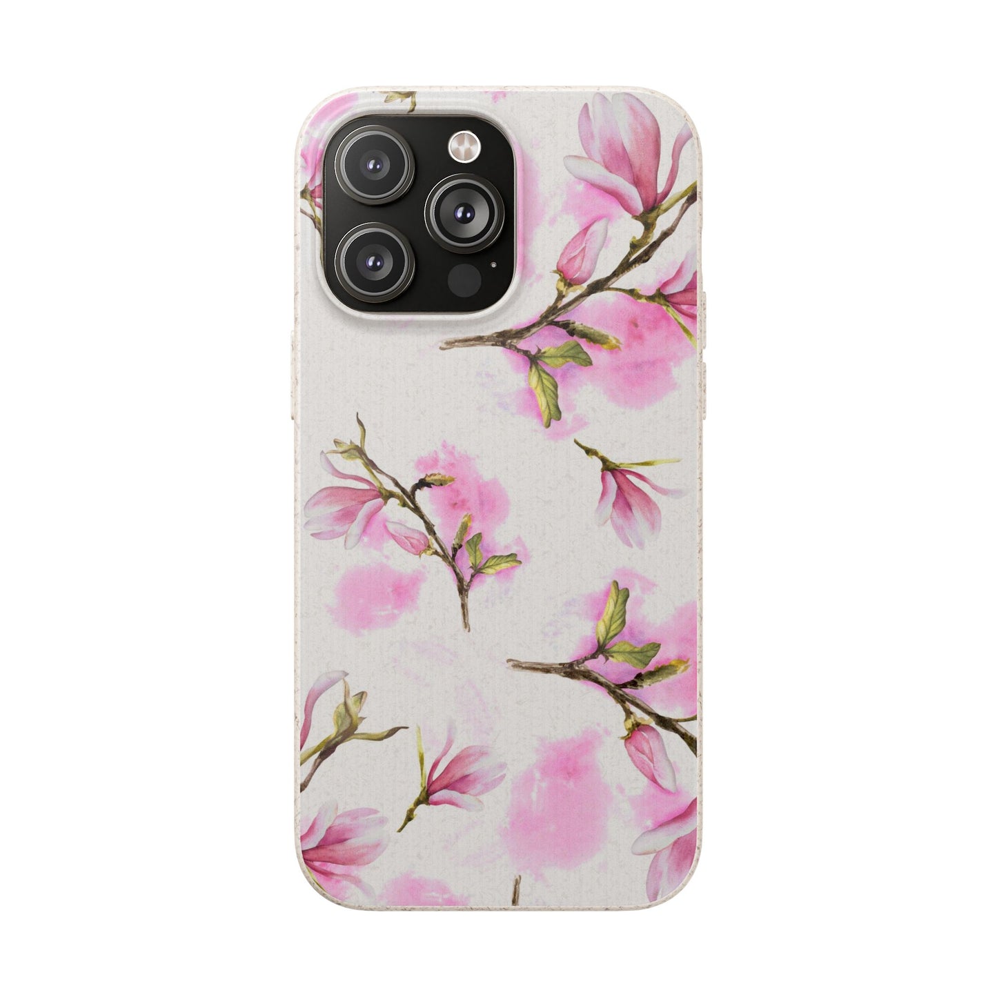 Biodegradable Phone Case — Pink Magnolia Floral Eco Phone Cover for Apple iPhone and Samsung Galaxy.