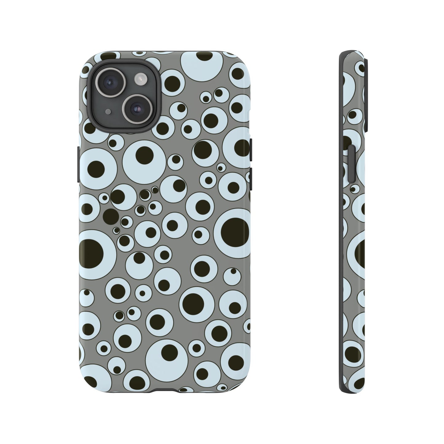 Bubble Pattern Tough Phone Case – Grey Retro Polka-Dot Design