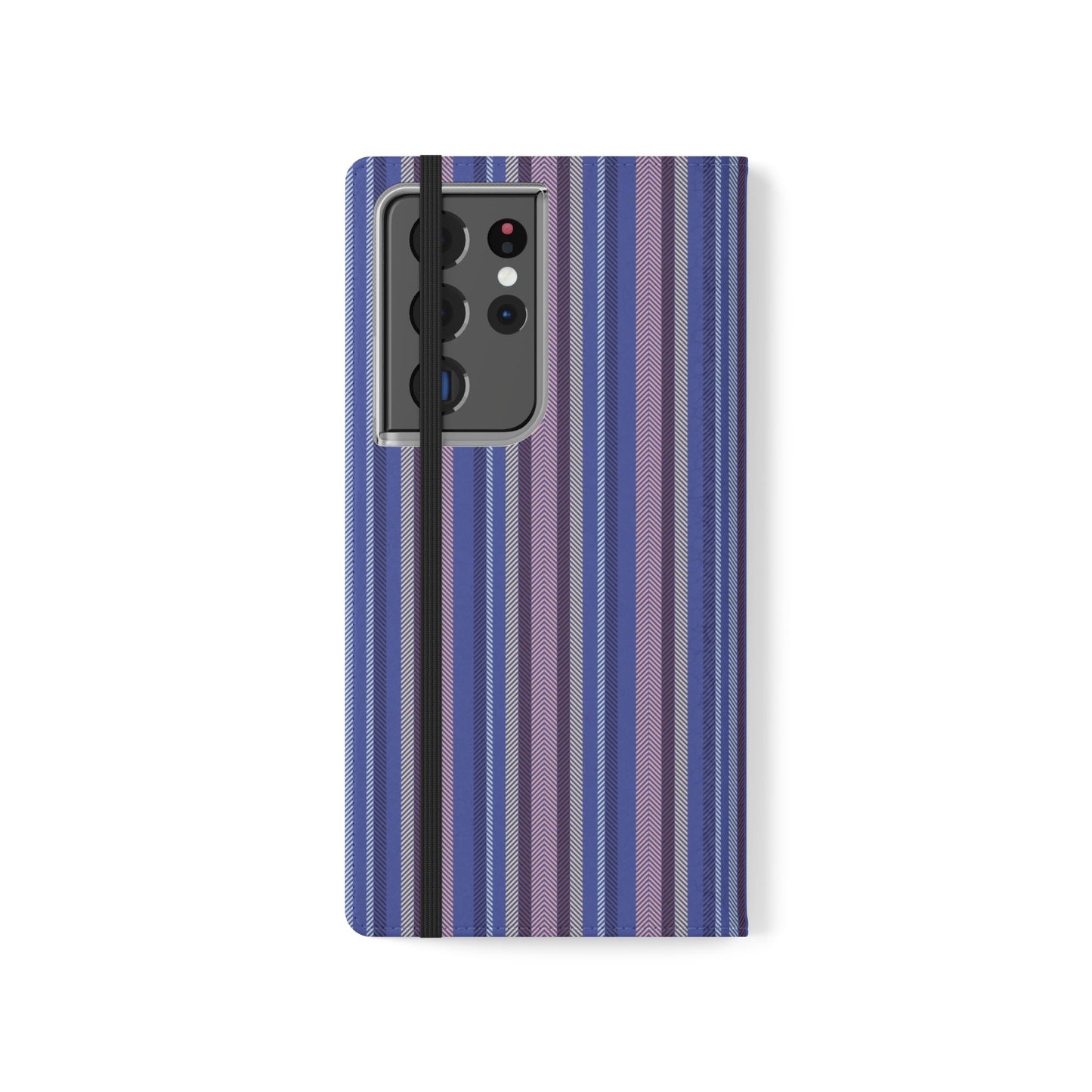 Striped Blue Flip Phone Case — Wallet Folio Phone Cover