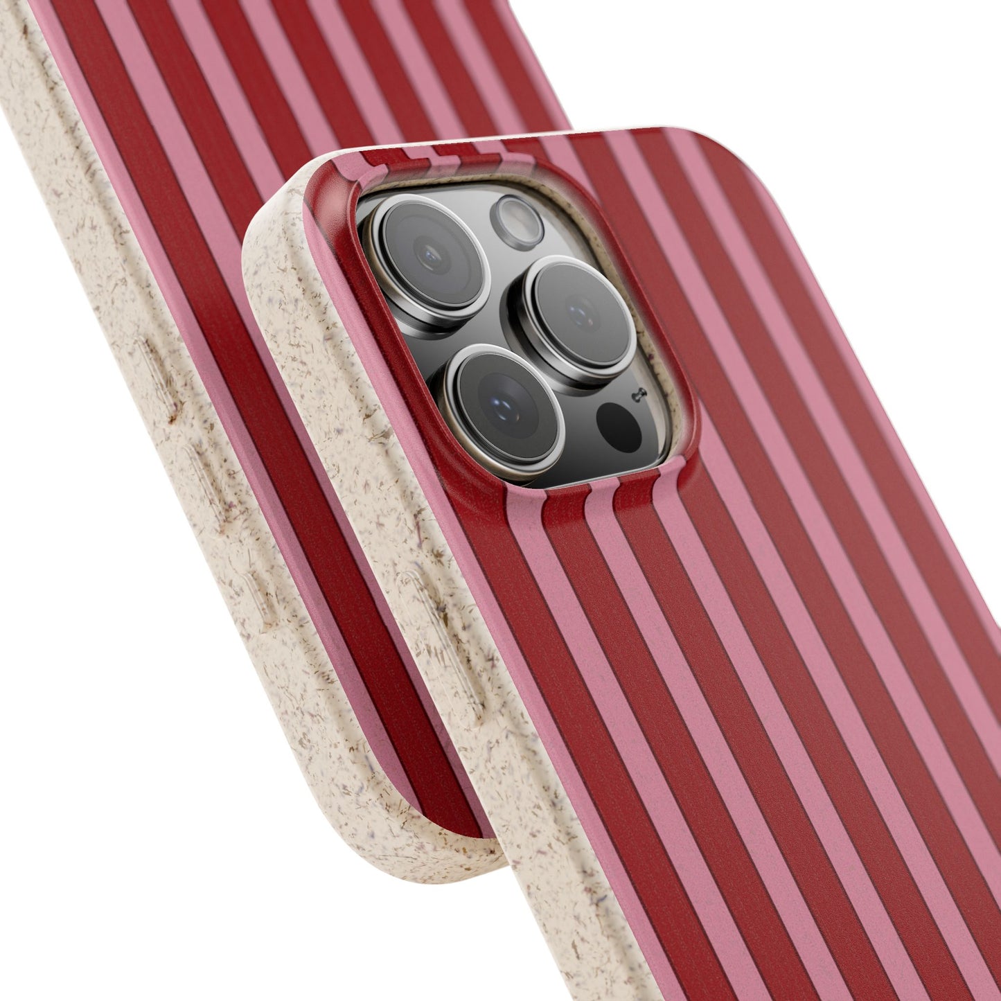 Biodegradable Phone Case — Red Vertical Stripe Eco Protective Cover for Apple iPhone and Samsung Galaxy.