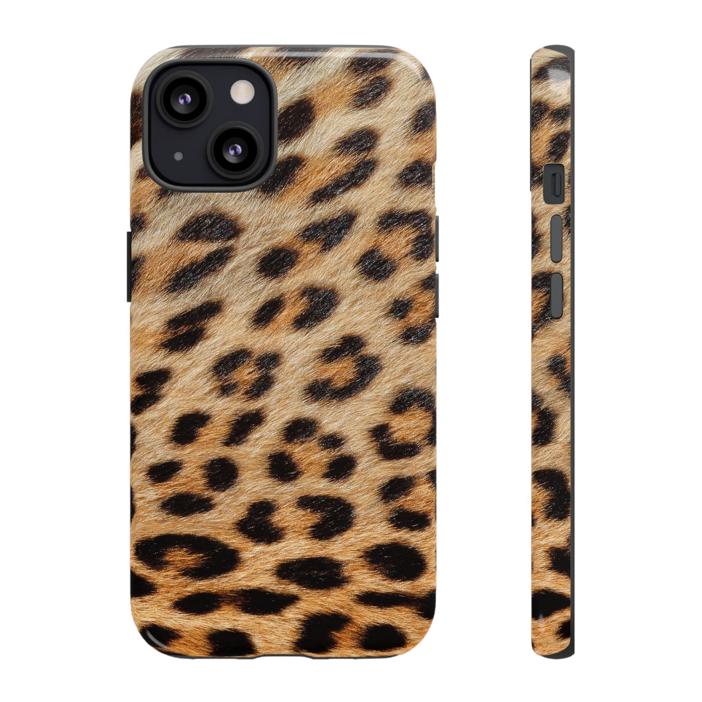 Leopard Print Tough Phone Case — Durable Protective Case with Wild Animal Fur Design