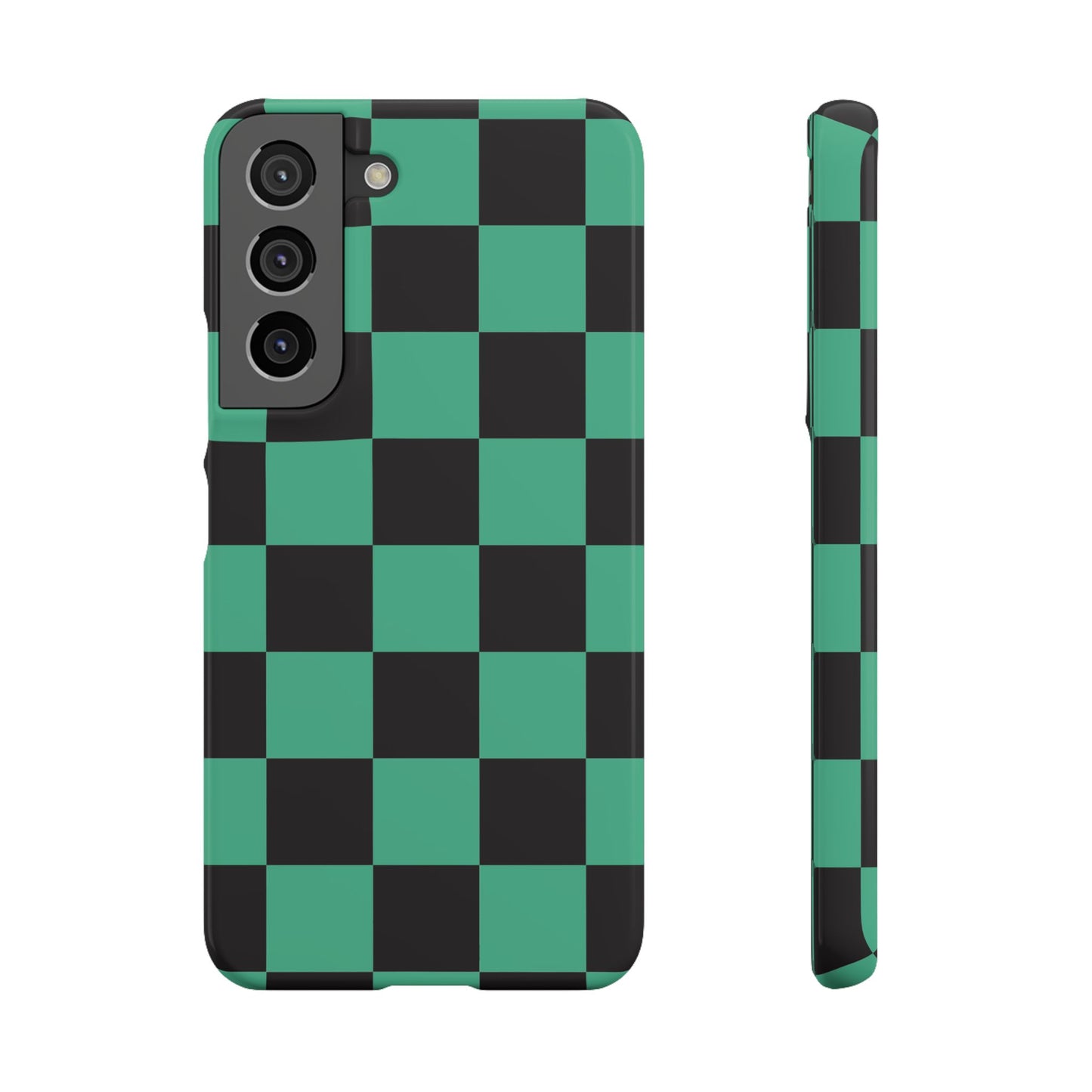Checkered Teal Snap Case — Black & Teal Phone Cover