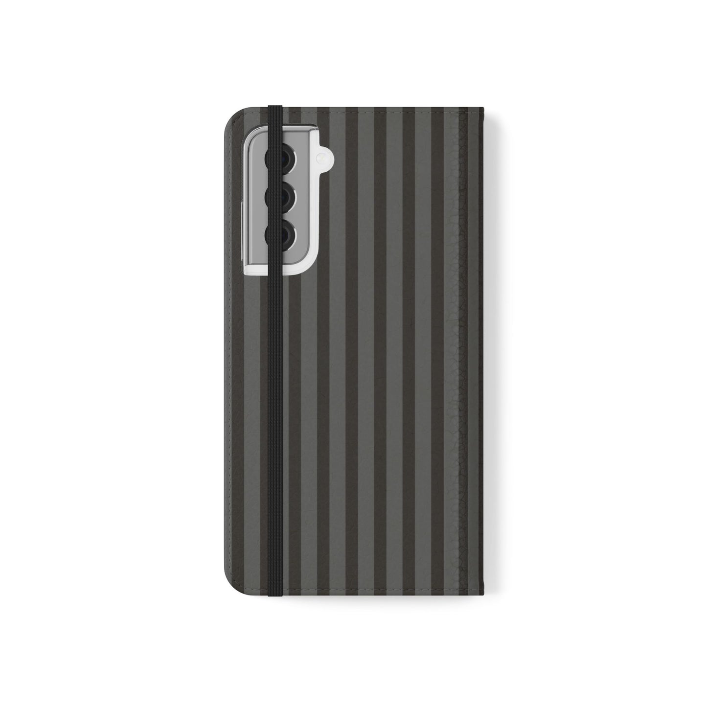 Striped Gray Flip Phone Case — Wallet Flip Case with Card Slots