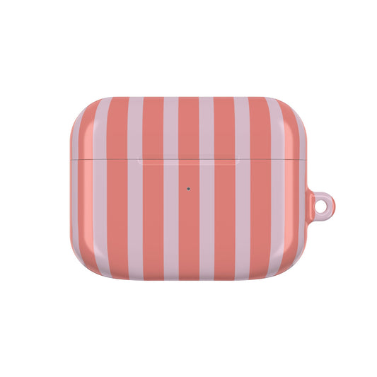Striped Coral AirPod Case — Pink & Coral Protective Cover