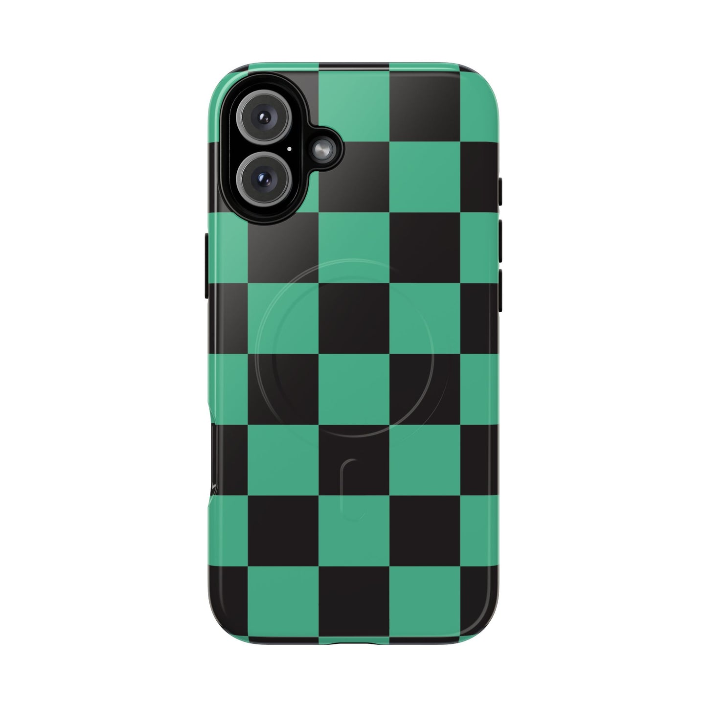 Tanjiro Magnetic Phone Case — Green and Black Chequered Tough Protective MagSafe Case