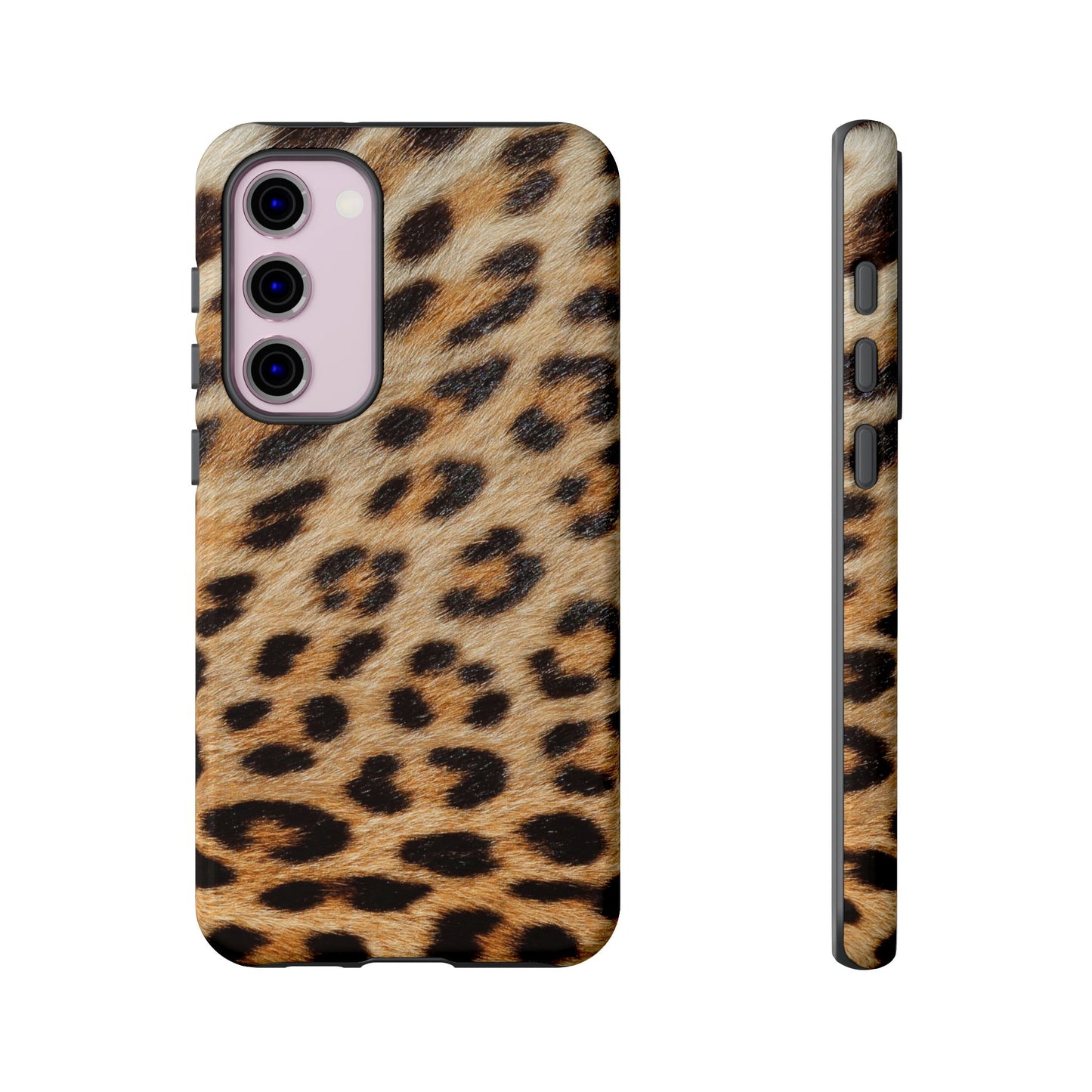 Leopard Print Tough Phone Case — Durable Protective Case with Wild Animal Fur Design