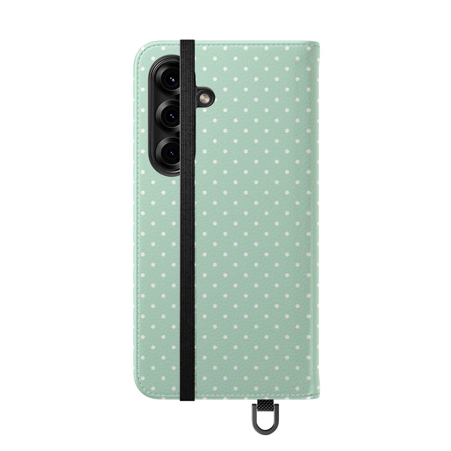 Polka Dot Flip Phone Case — Pastel Green-White Polka Dot Wallet Cover
