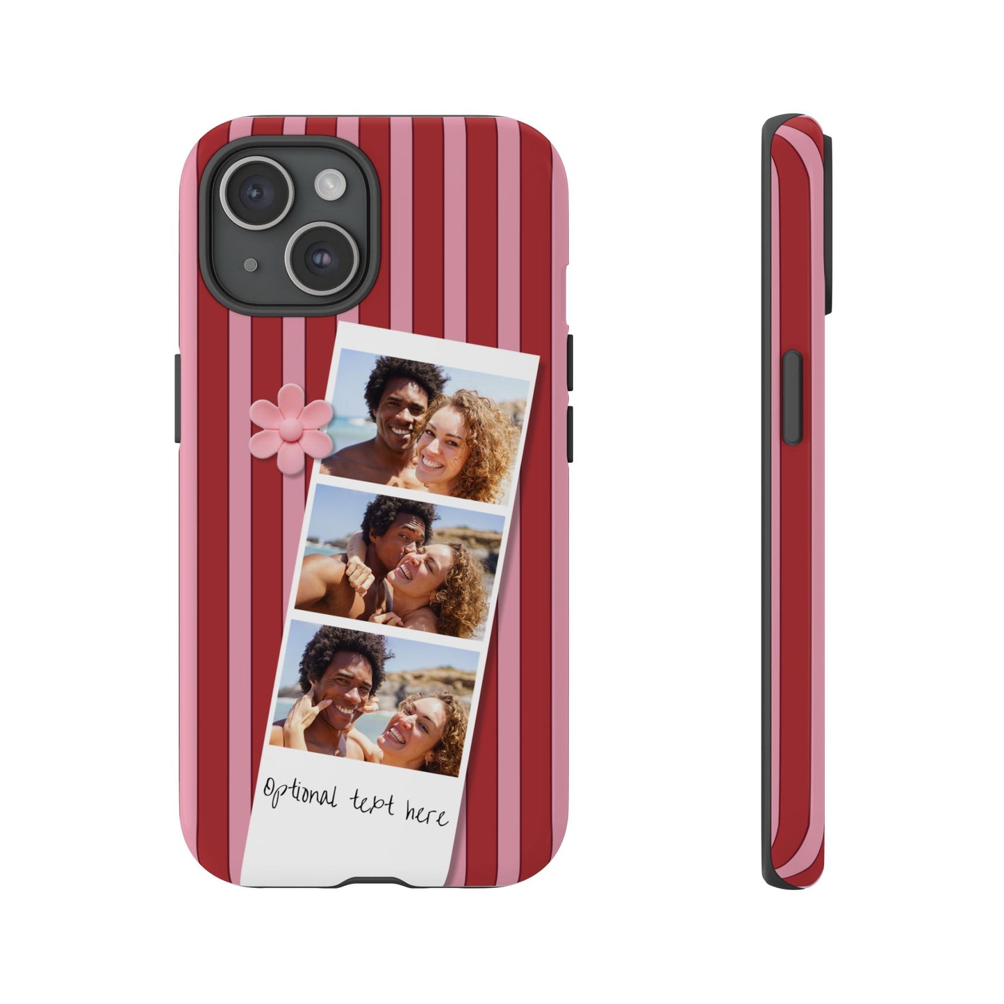 Customisable Three Photo Personalised Collage Tough Phone Case for Apple iPhone, Samsung Galaxy and Google Pixel.
