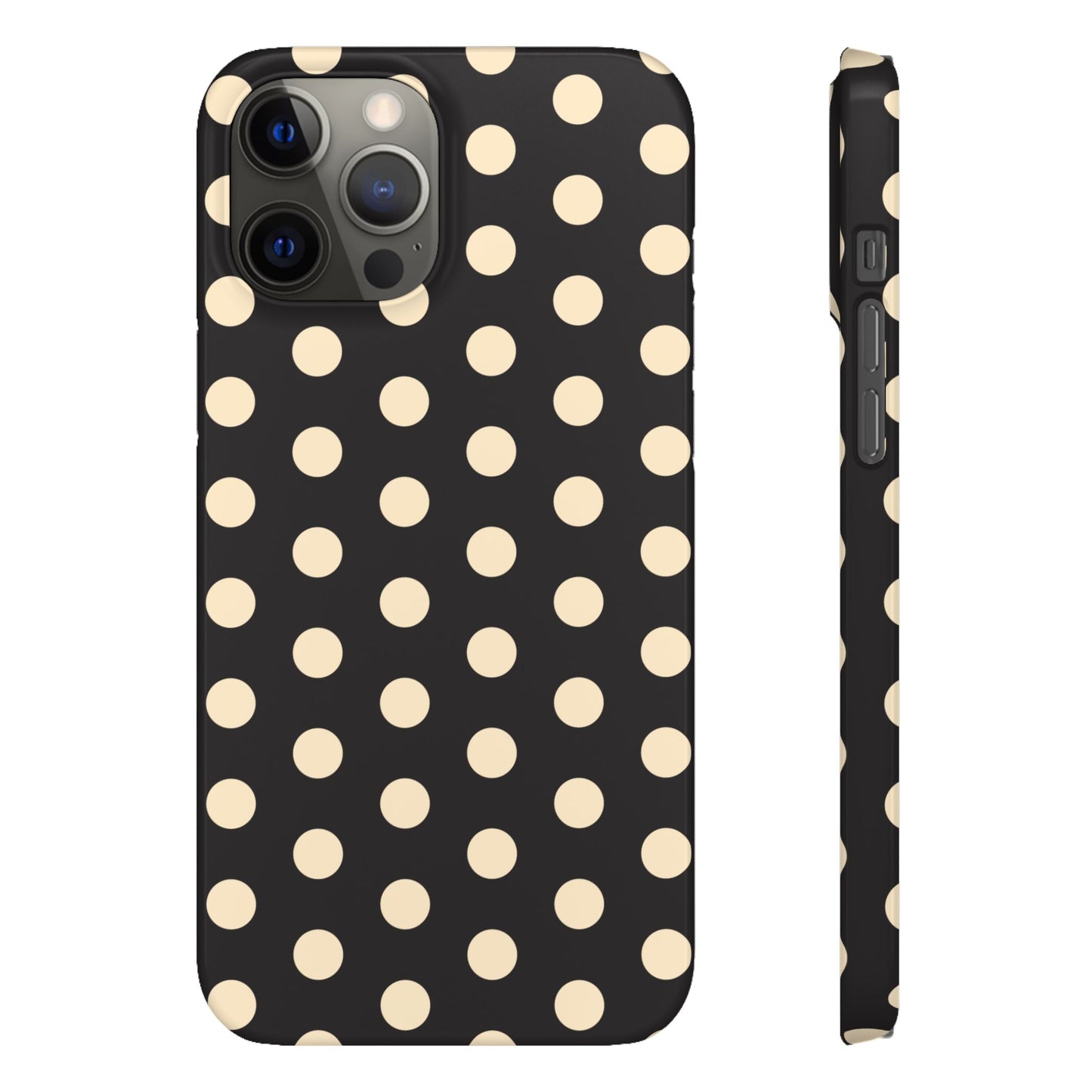 Polka Dot Snap Phone Case — Classic Black & Cream Retro Dots
