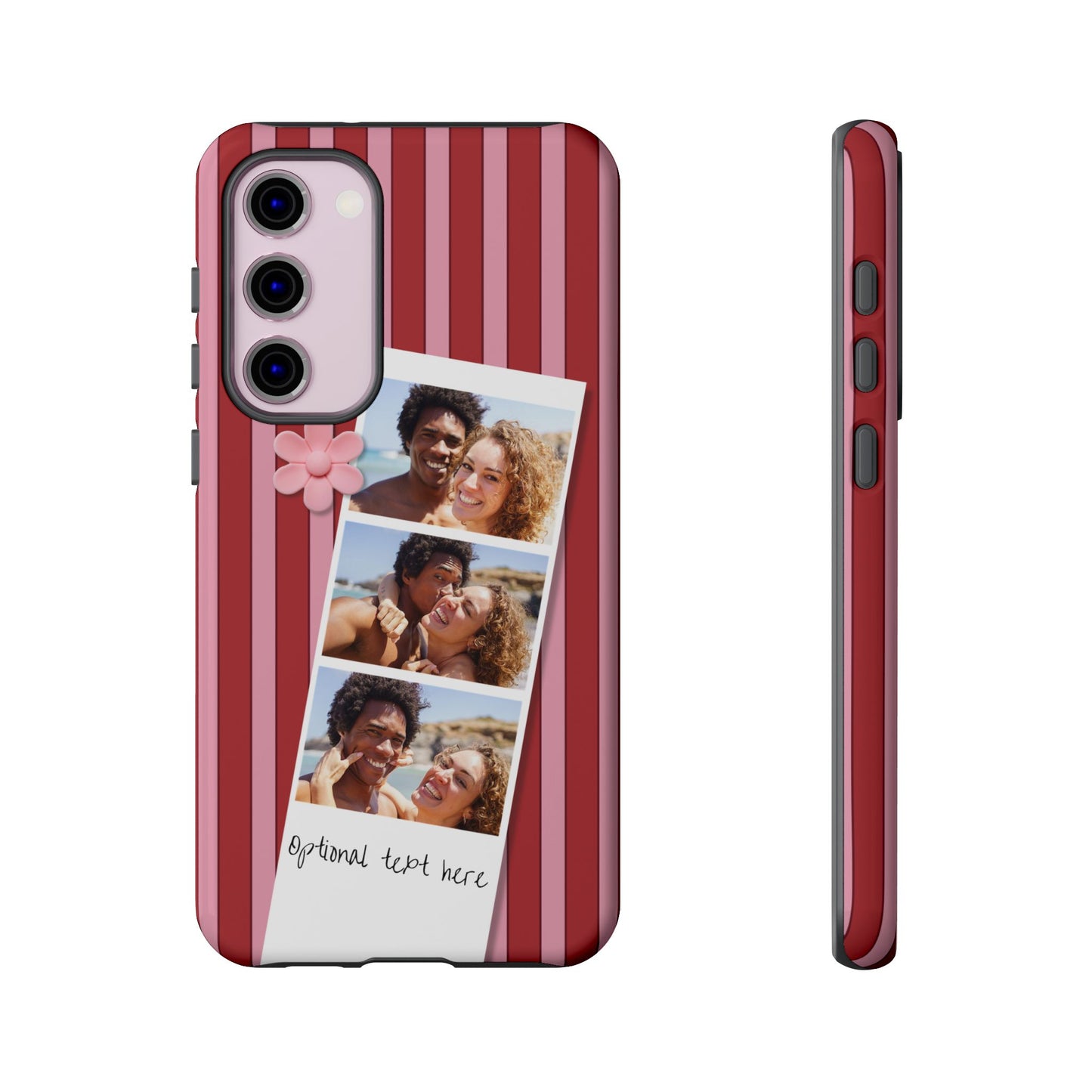 Customisable Three Photo Personalised Collage Tough Phone Case for Apple iPhone, Samsung Galaxy and Google Pixel.