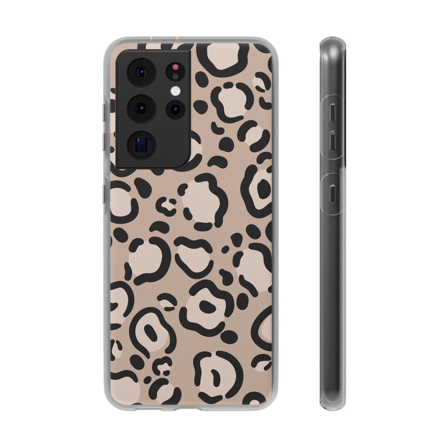 Beige Black Leopard Print Flexi Case for Apple iPhone and Samsung Galaxy.