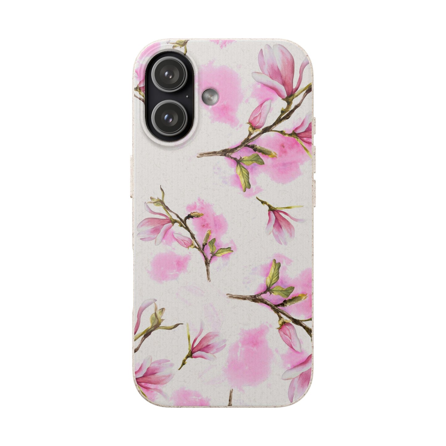 Biodegradable Phone Case — Pink Magnolia Floral Eco Phone Cover for Apple iPhone and Samsung Galaxy.
