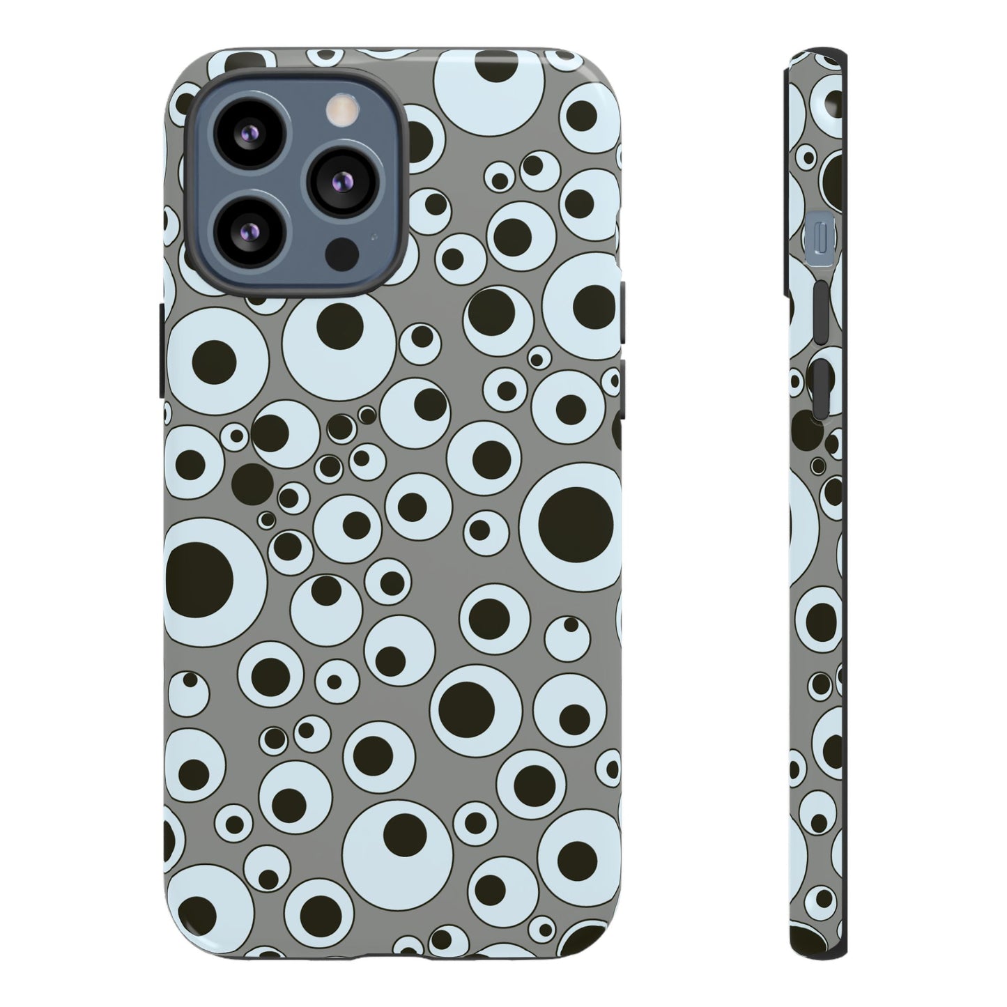 Bubble Pattern Tough Phone Case – Grey Retro Polka-Dot Design