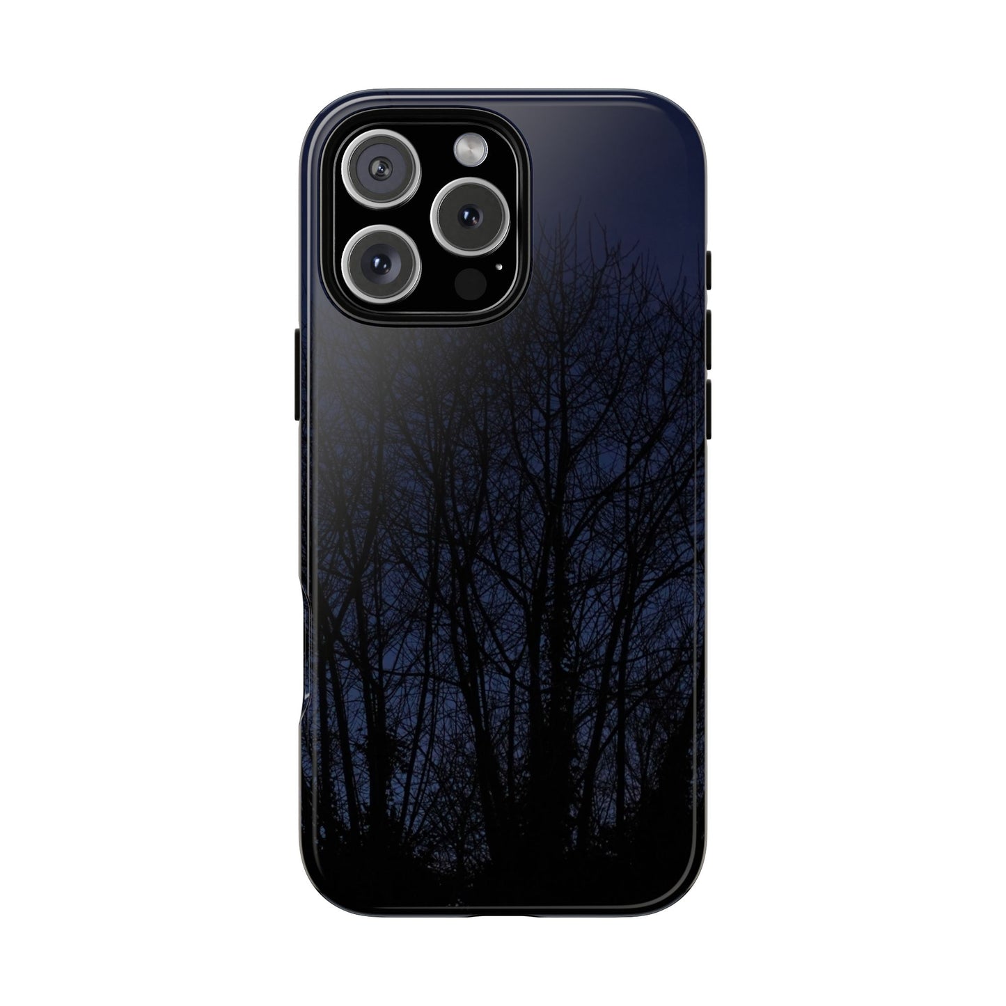 Night Forest Phone Case — Dark Tree Silhouette Protective Tough Case