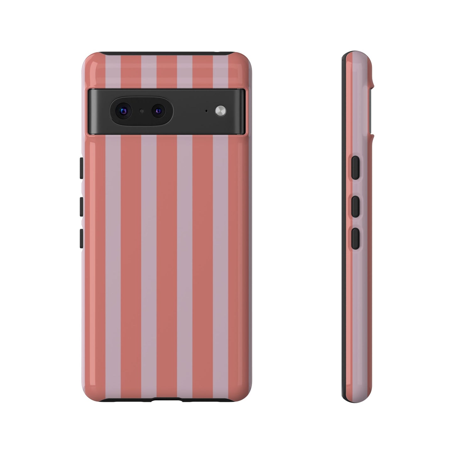 Pink Striped Tough Phone Case — Durable Protective Cover