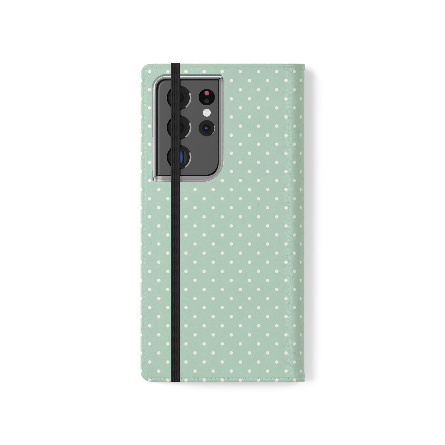Polka Dot Flip Phone Case — Pastel Green-White Polka Dot Wallet Cover