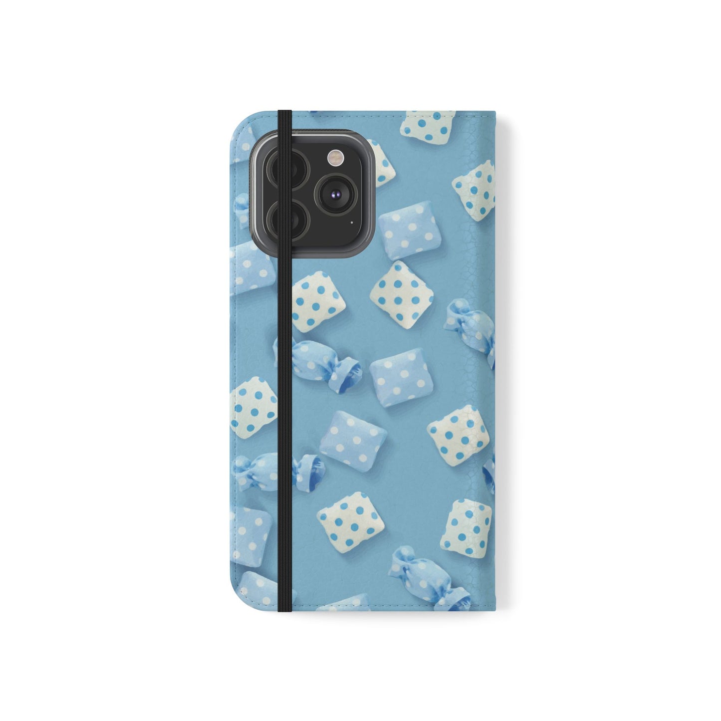 Pastel Blue Fabric Candy Flip Phone Case — Candy Wallet Cover