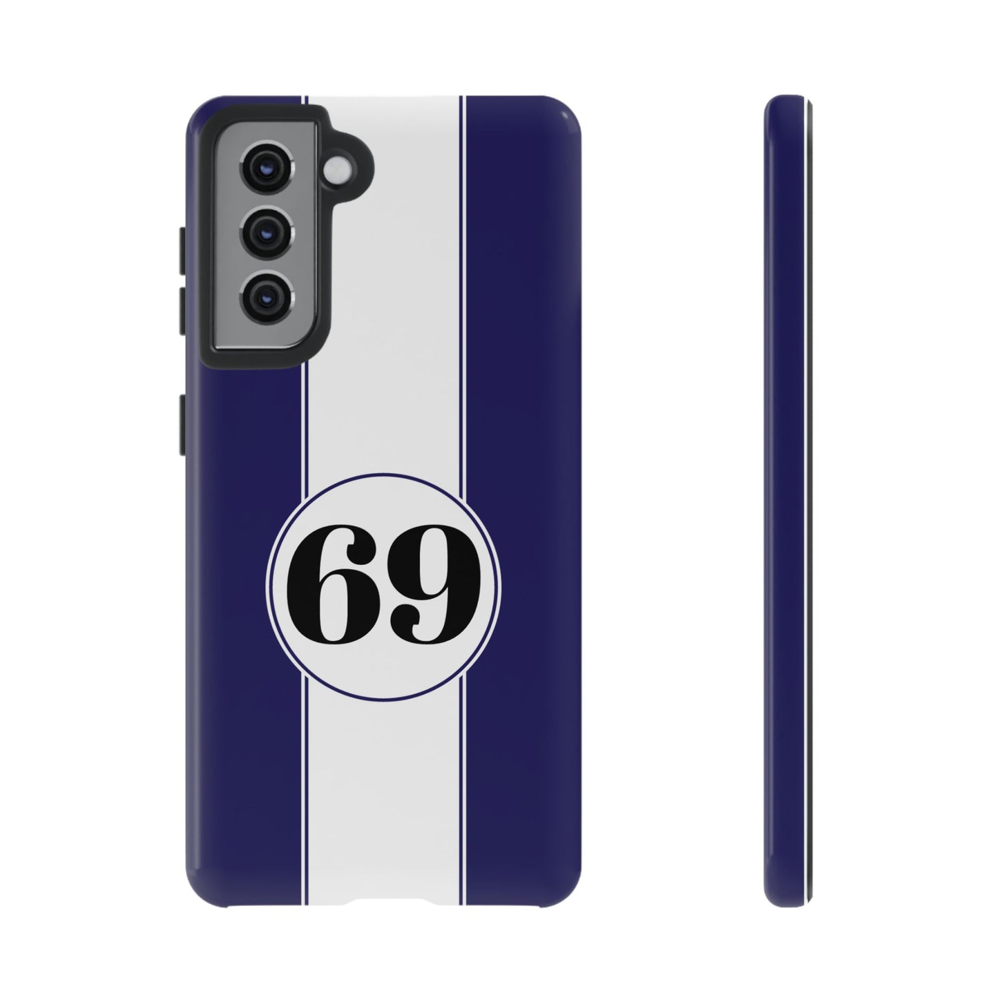 Custom Number Racing Stripe Tough Phone Case for Apple iPhone, Samsung Galaxy and Google Pixel.