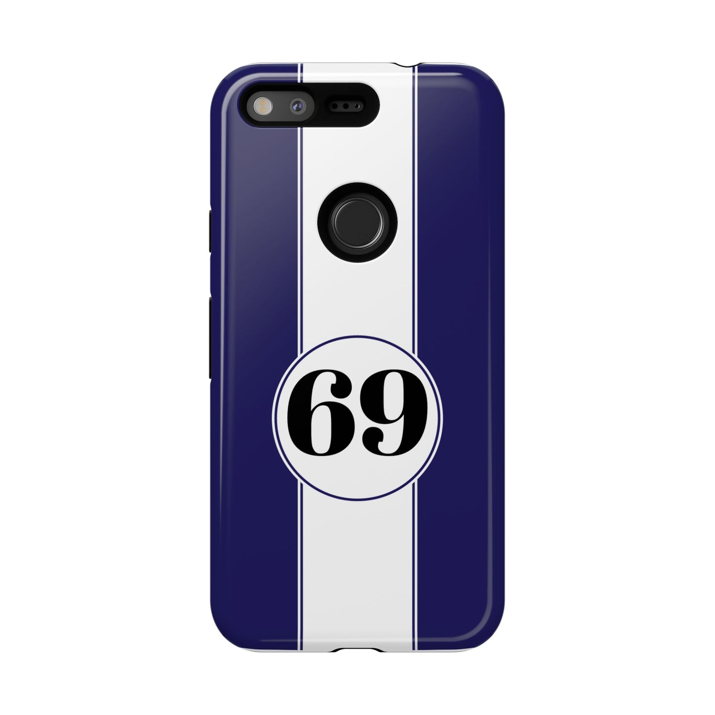 Custom Number Racing Stripe Tough Phone Case for Apple iPhone, Samsung Galaxy and Google Pixel.