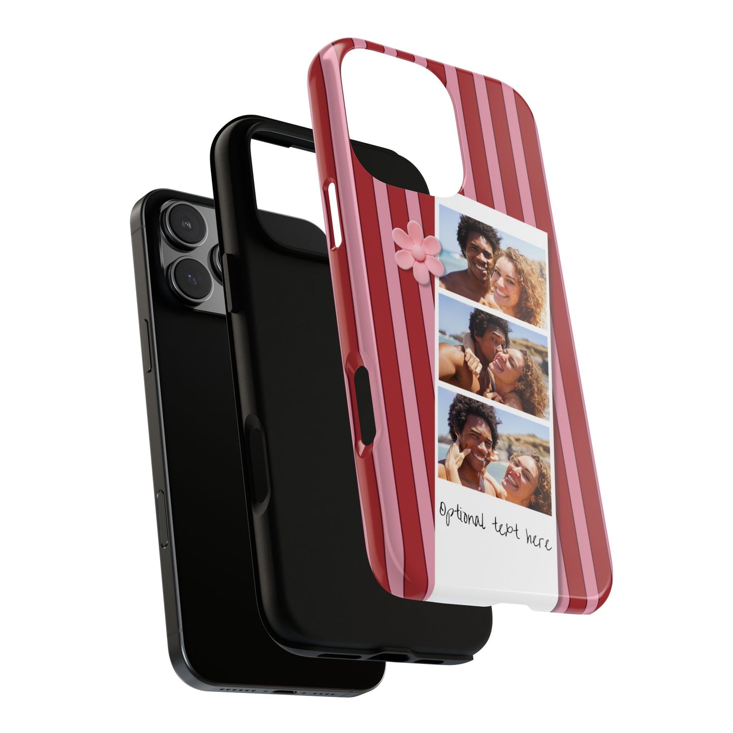 Customisable Three Photo Personalised Collage Tough Phone Case for Apple iPhone, Samsung Galaxy and Google Pixel.