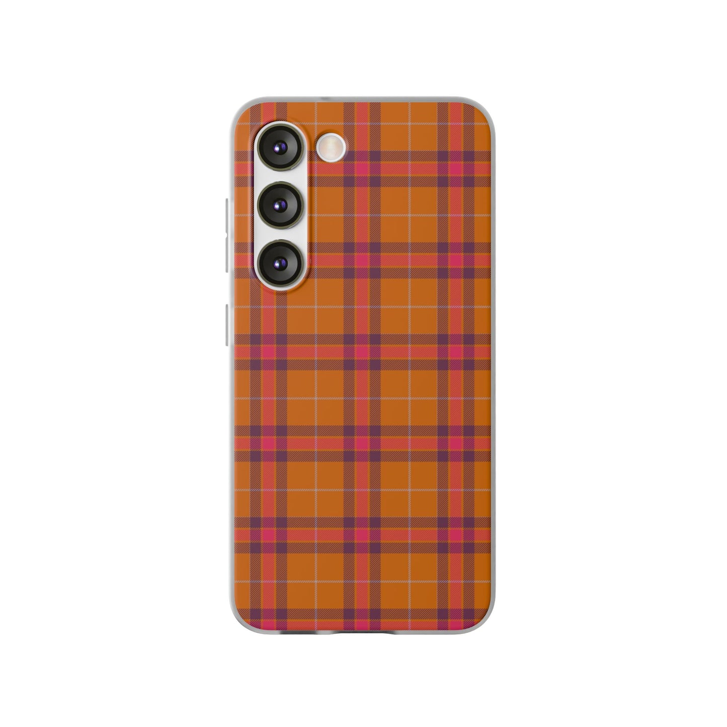 Orange Plaid Flexi Phone Case for Apple iPhone and Samsung Galaxy.