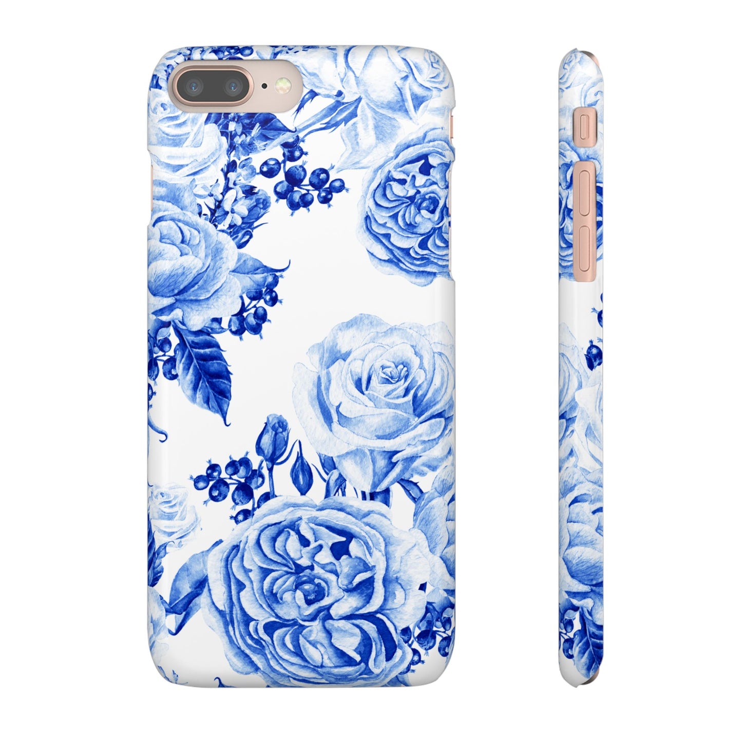Blue Porcelain Floral Snap Phone Case — Vintage Rose Pattern