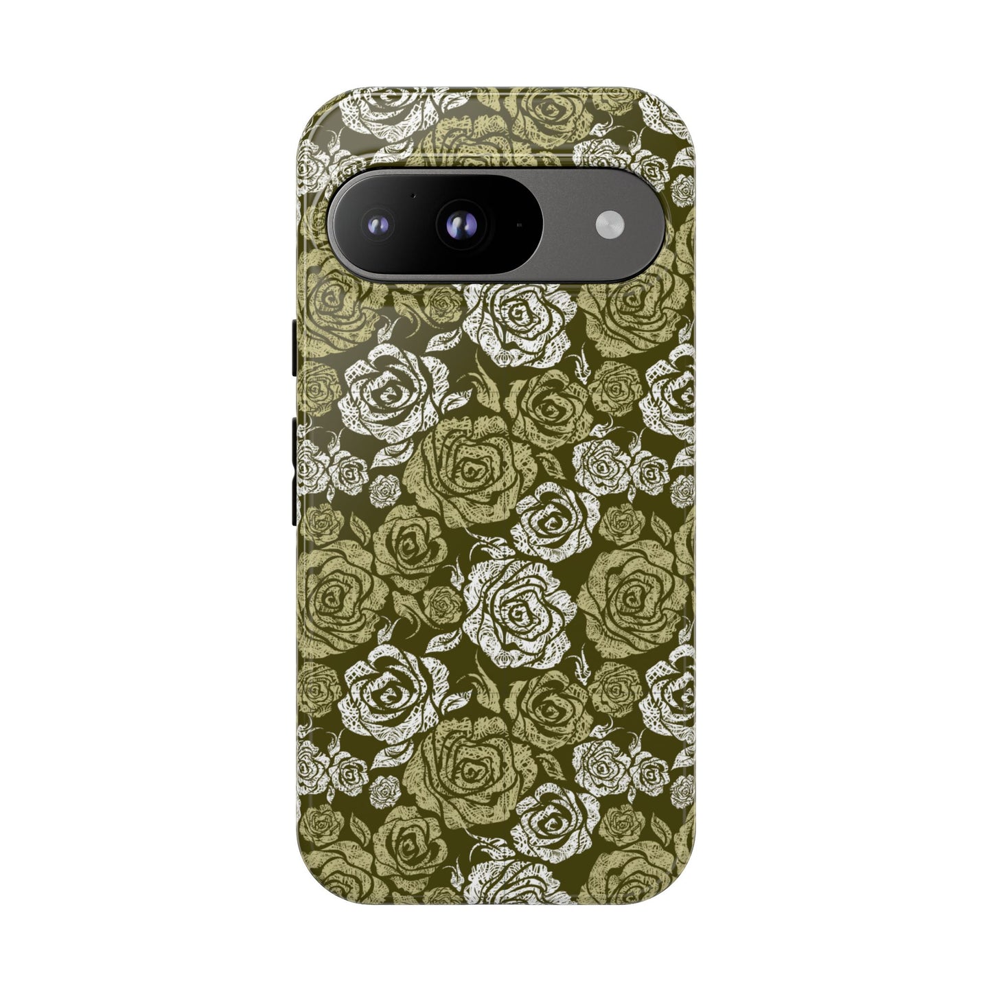 Floral Olive Rose Pattern Tough Phone Case