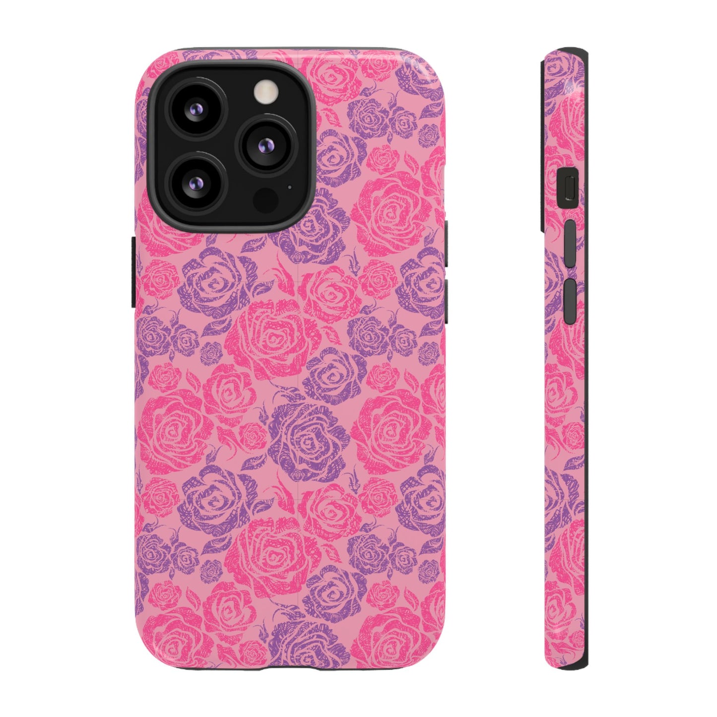 Pink & Lavender Rose Pattern Tough Phone Case