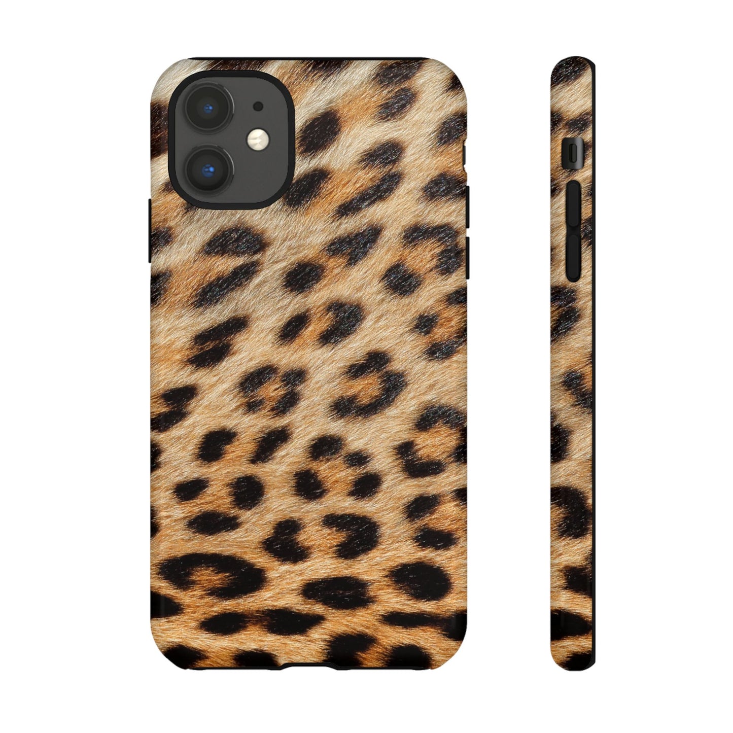 Leopard Print Tough Phone Case — Durable Protective Case with Wild Animal Fur Design