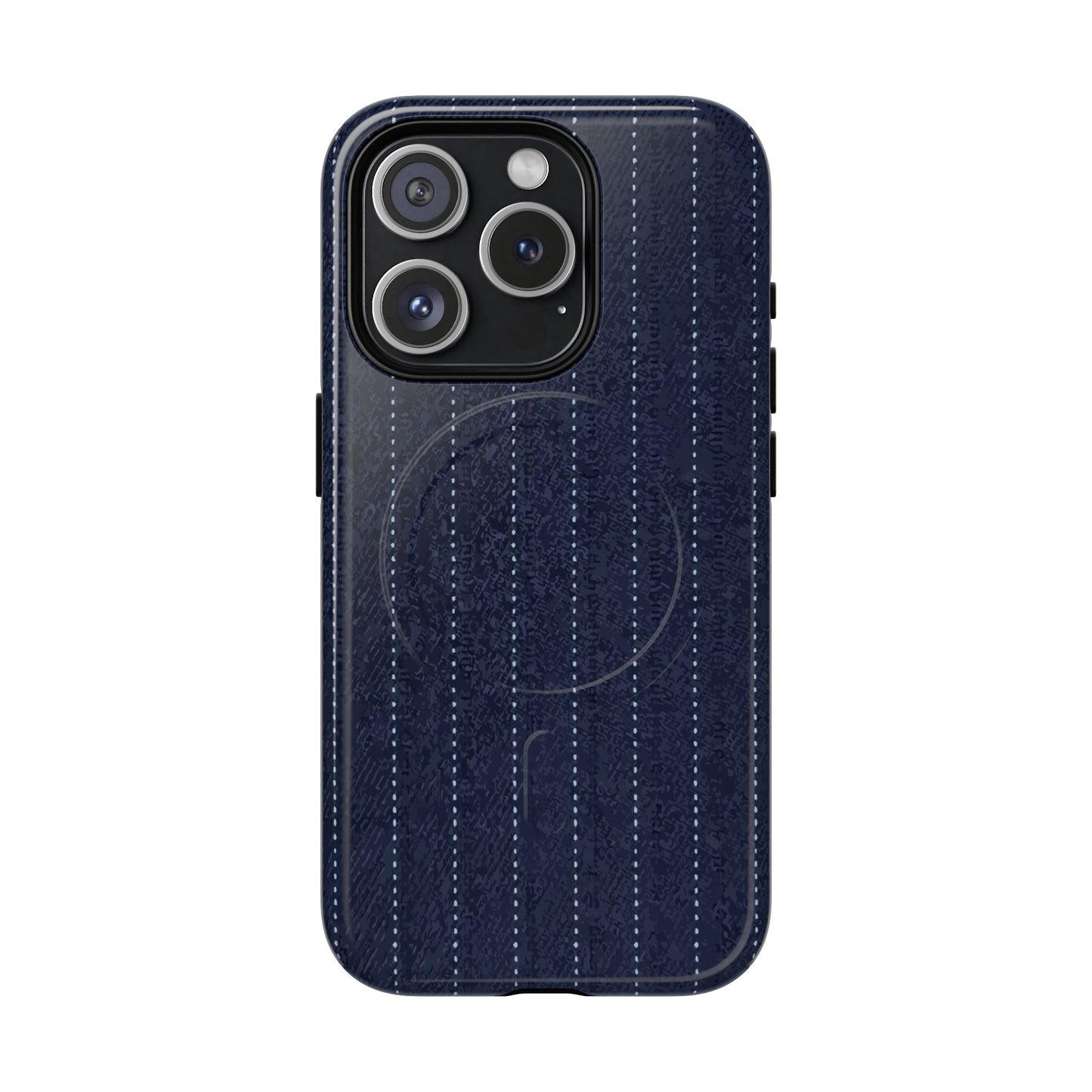 MagSafe Tough Phone Case — Navy Pinstripe Magnetic Protective Cover