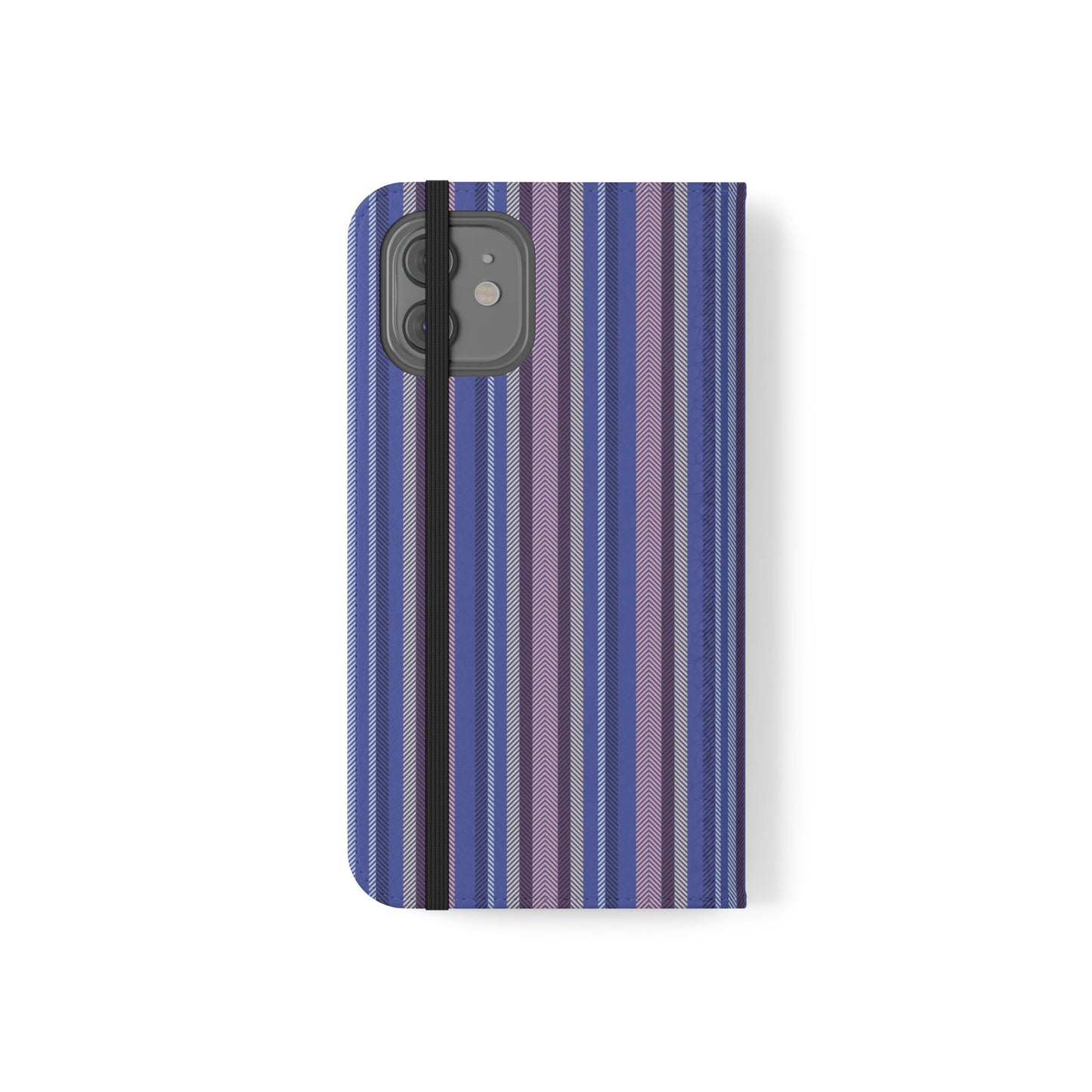 Striped Blue Flip Phone Case — Wallet Folio Phone Cover