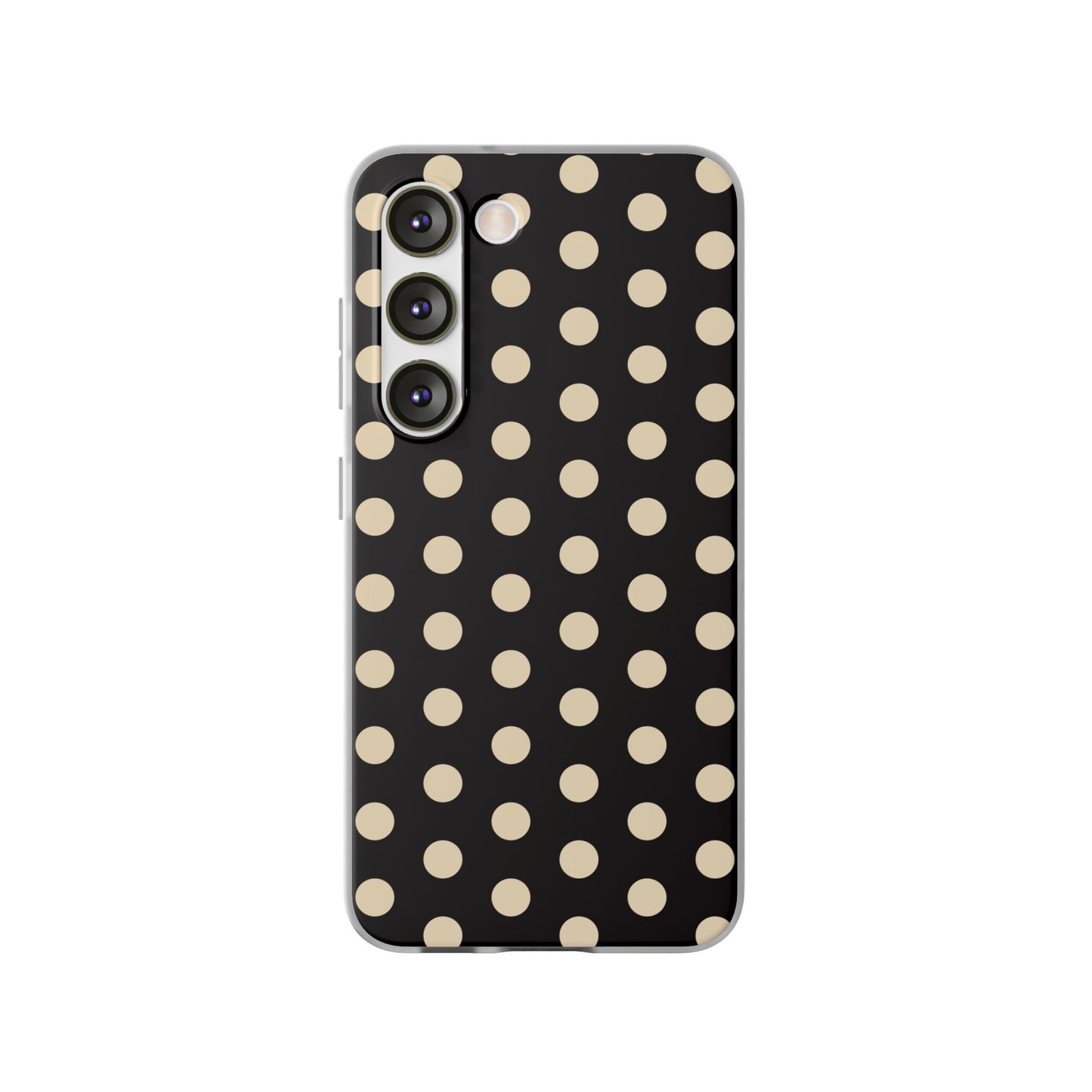 Black & Cream Retro Polka Dot Flexi Case for Apple iPhone, Samsung Galaxy.