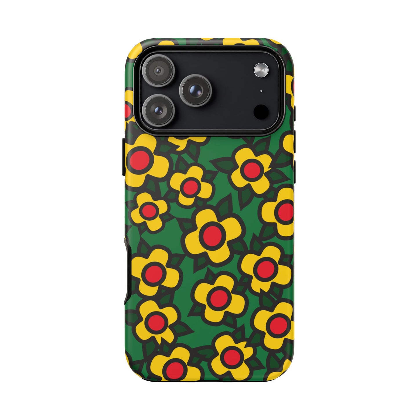 Floral Pop Tough Phone Case — Retro Yellow Red Flower Pattern