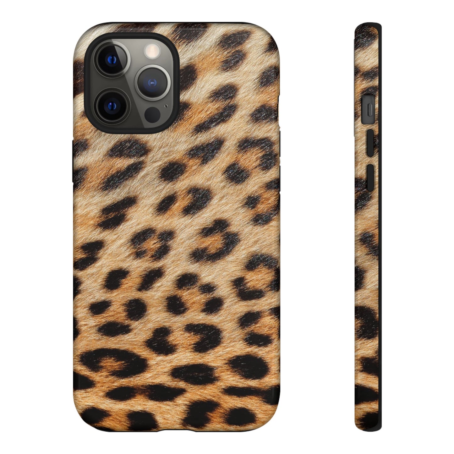 Leopard Print Tough Phone Case — Durable Protective Case with Wild Animal Fur Design