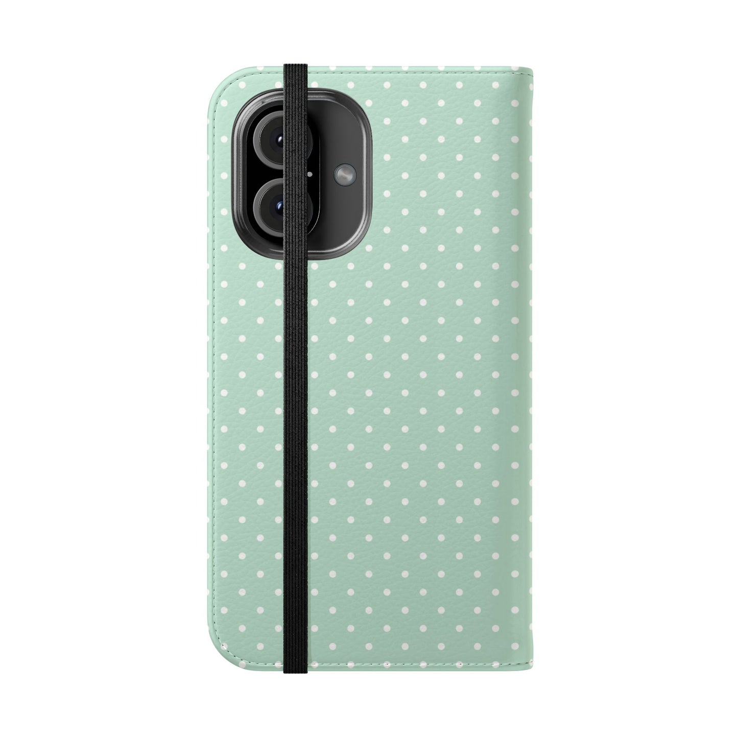 Polka Dot Flip Phone Case — Pastel Green-White Polka Dot Wallet Cover