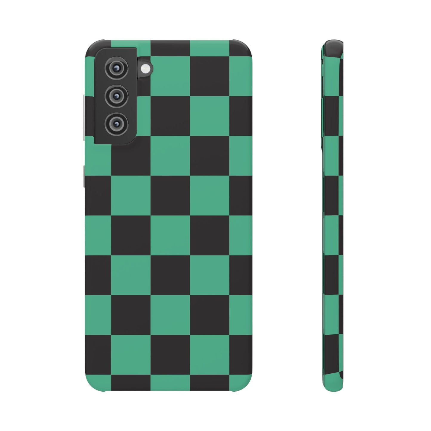 Checkered Teal Snap Case — Black & Teal Phone Cover