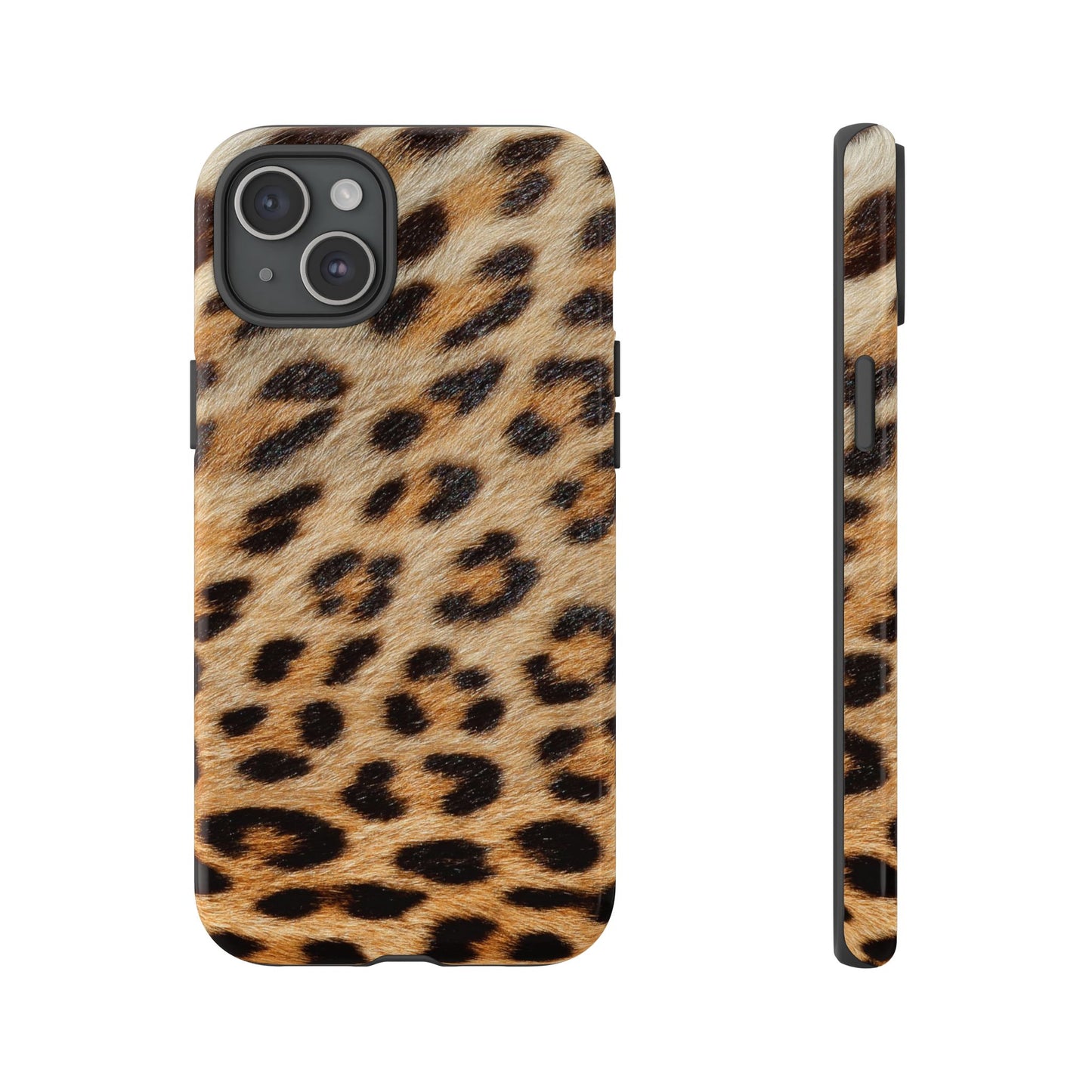 Leopard Print Tough Phone Case — Durable Protective Case with Wild Animal Fur Design