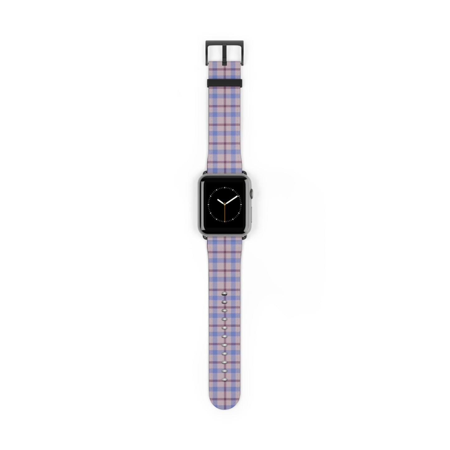 Lavender plaid Apple Watch band with pastel check pattern, cute watch band for women, faux leather strap, spring accessory