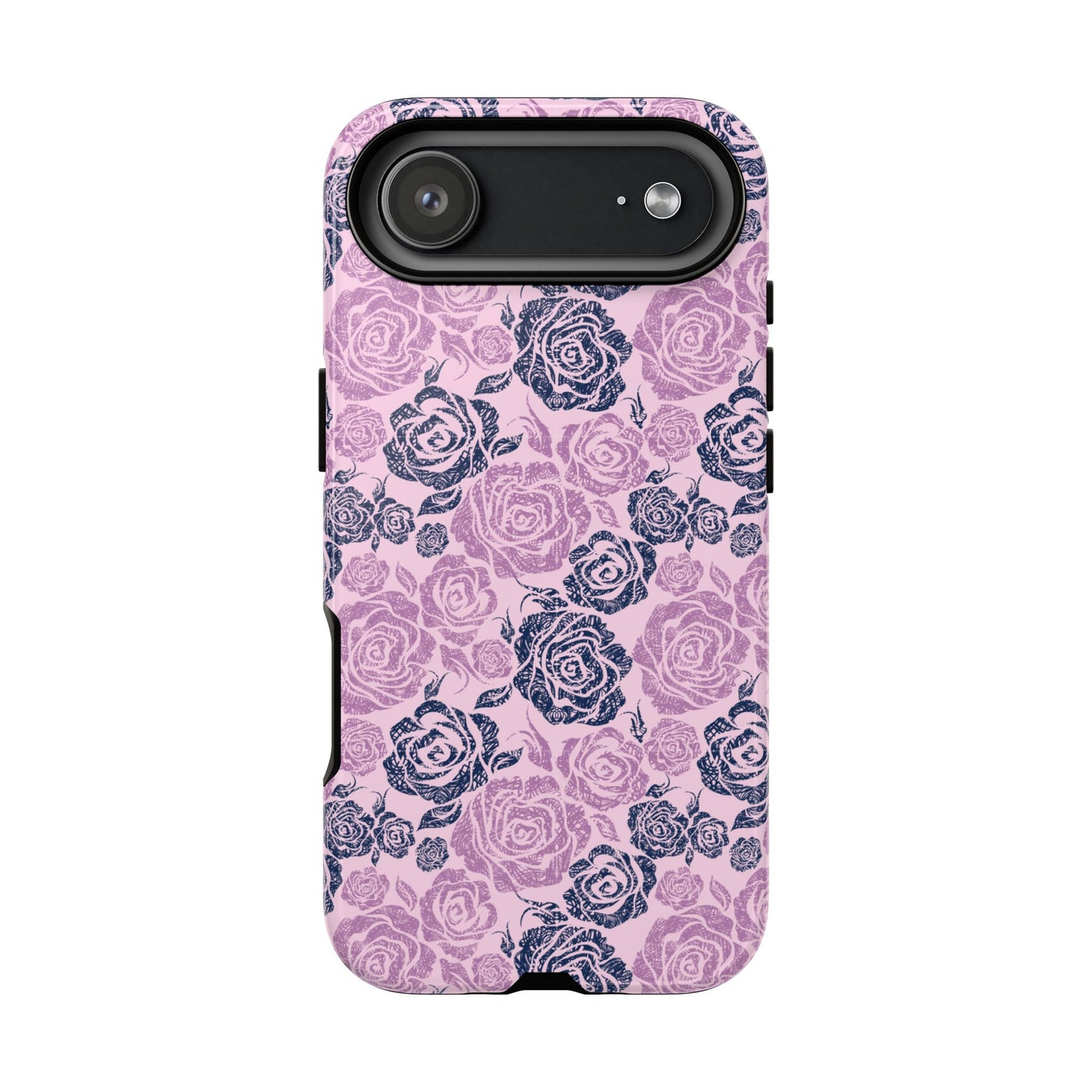 Floral Rose Tough Phone Case — Pink & Slate Rose Pattern